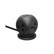 A black multiport desk universal socket with safety shutters and a 2-meter cable.