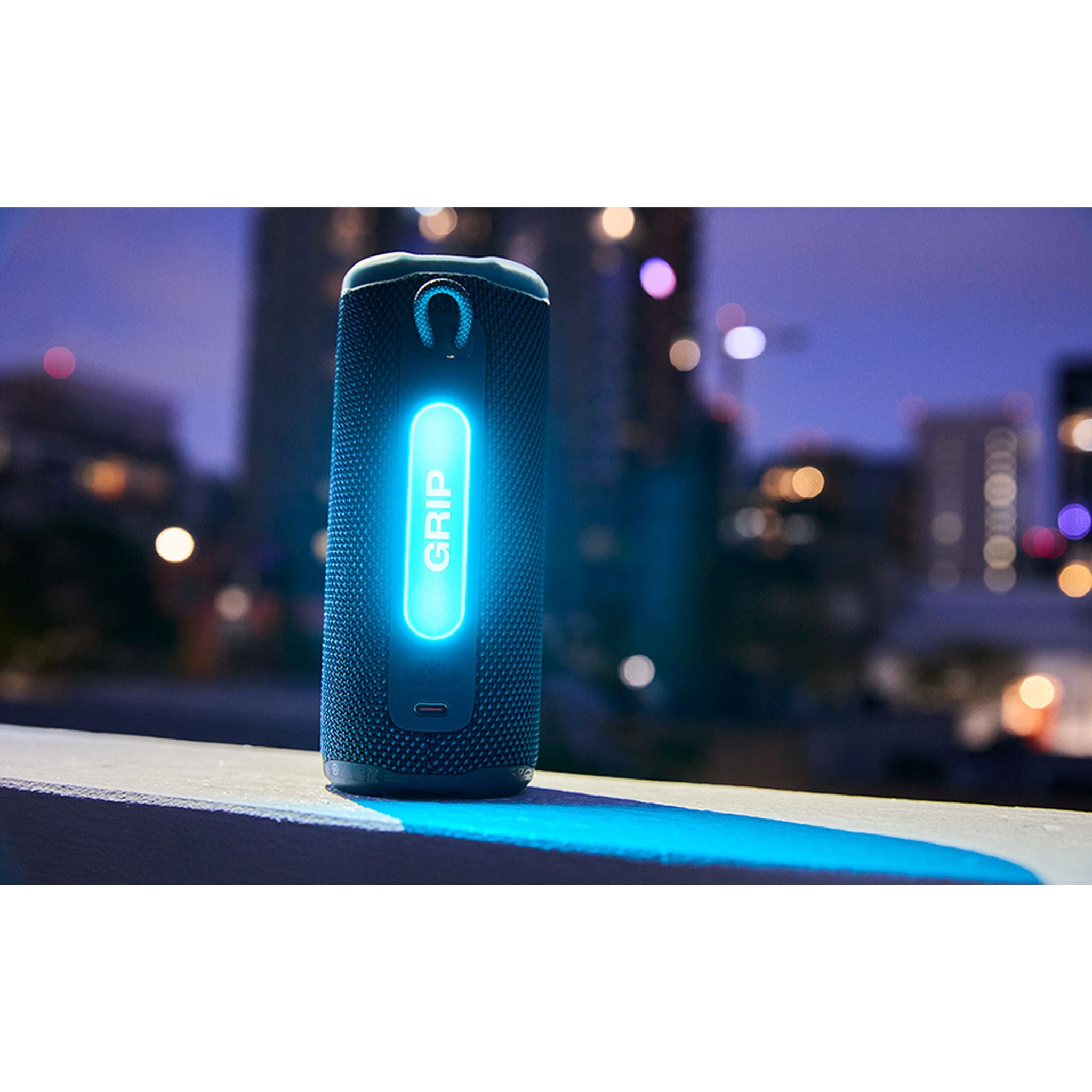 JBL Grip Compact Bluetooth Speaker, JBL Pro Sound with AI Sound Boost, IP68 Waterproof and Dustproof, Ambient Light, Up to 14 Hours Playback, Auracast Multi-Speaker, JBL Portable App, Blue