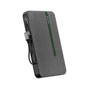 Gray power bank with green accent on a white background