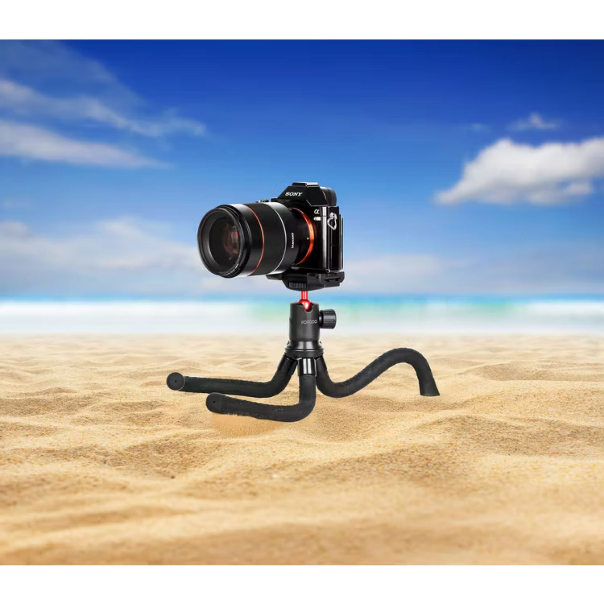 Porodo Flexible Foldable & Extendable Tripod with Phone Holder, ABS + Rubber Material, Non-Slip Grip, 330mm Folded Length, Lightweight & Portable, 39cm Extended Height - Black