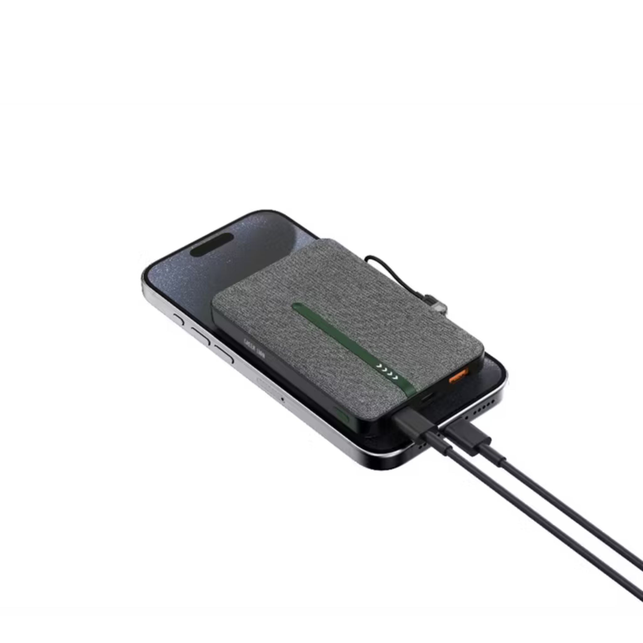 Green Lion KYOTO 10000mAh Power Bank with USB-C to USB-C Cable Strap, LED Indicator, 20W PD Fast Charging, 22.5W Output Power, Flight Approved - Black
