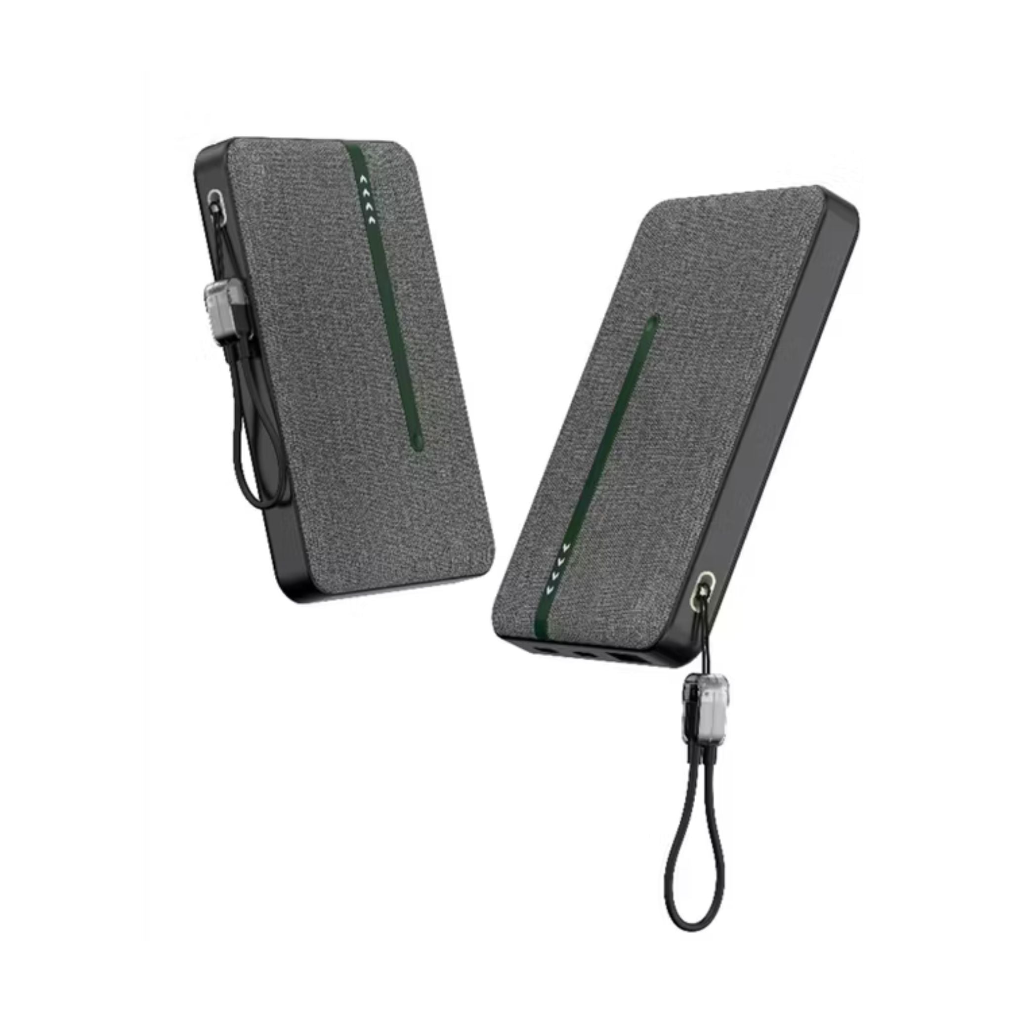 Green Lion KYOTO 10000mAh Power Bank with USB-C to USB-C Cable Strap, LED Indicator, 20W PD Fast Charging, 22.5W Output Power, Flight Approved - Black
