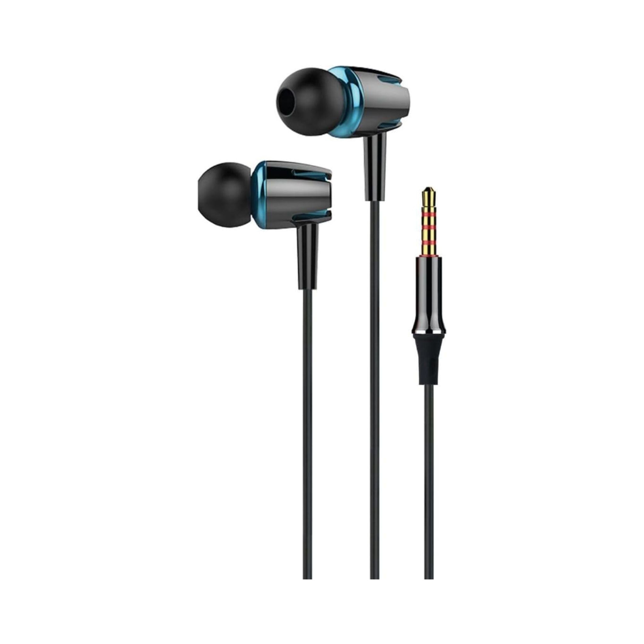Green Lion Vibra Stereo In-Ear Headphones, Call Button, Built-in Mic, 3.5mm Audio Jack - Black in a white background
