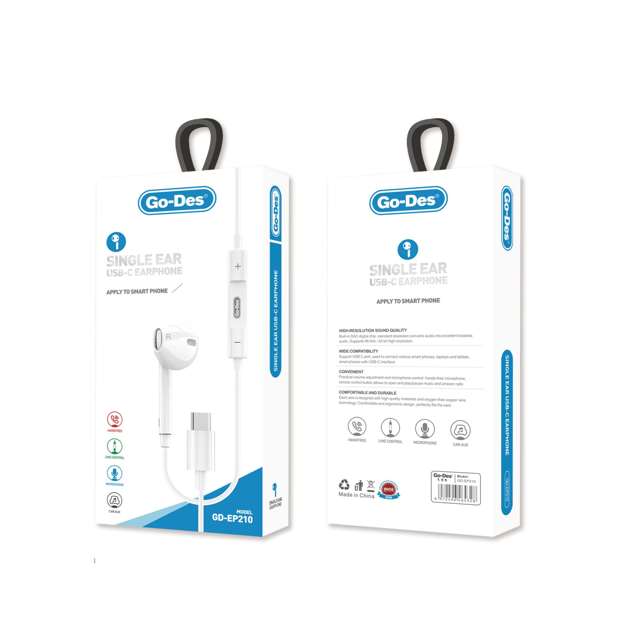 Go Des USB-C Single Earphone,White