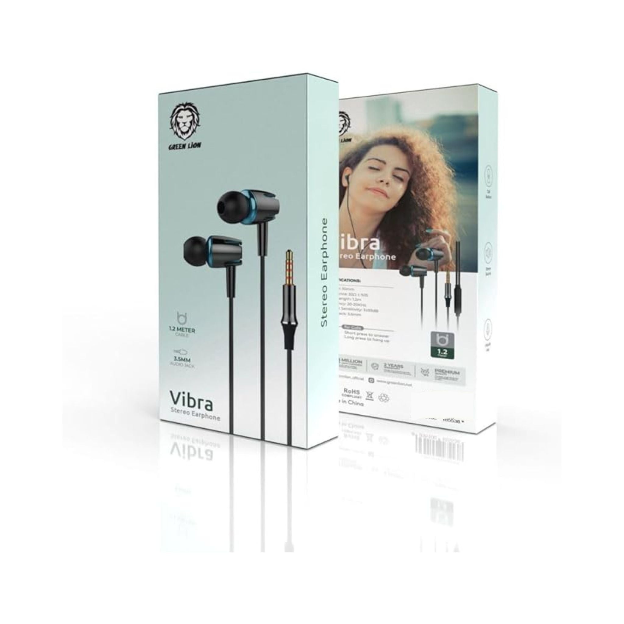 GREEN LION Vibra Stereo In-Ear Headphone, Call Button, Inbuilt Mic, 3.5mm Audio Jack - Black