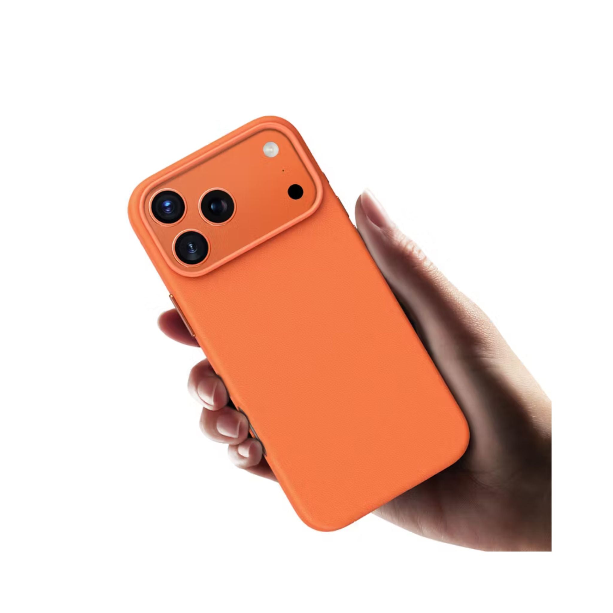 Green Lion Leather MagSafe Case for iPhone 17 Pro, Drop & Camera Protection, Anti-Scratch, Comfortable Grip - Orange