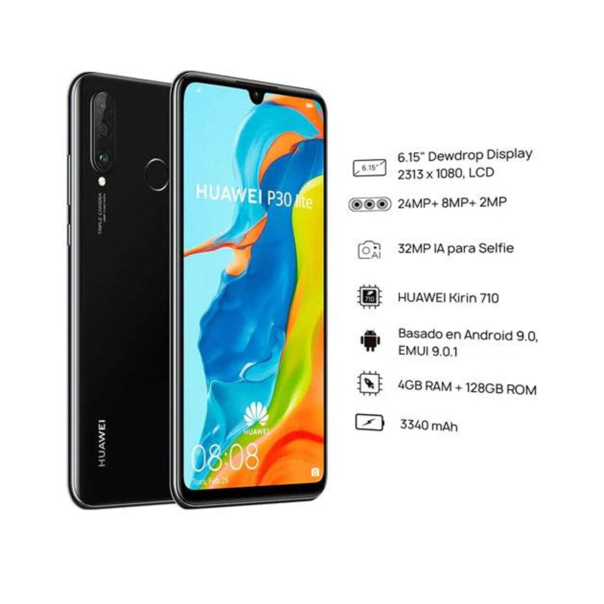 HUAWEI P30 Lite Dual SIM Midnight Black 256GB 6GB RAM 4G LTE