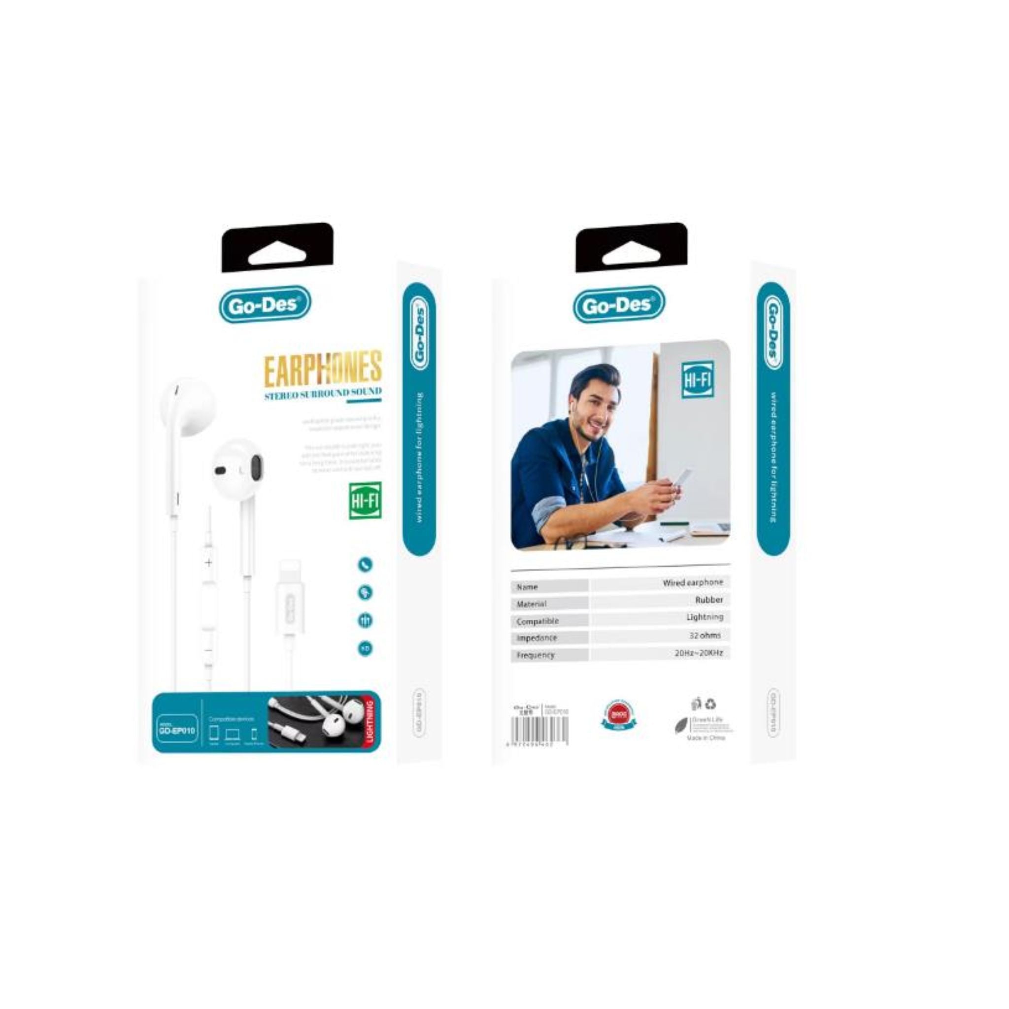 Premium Go Des Lightning Earphone, White