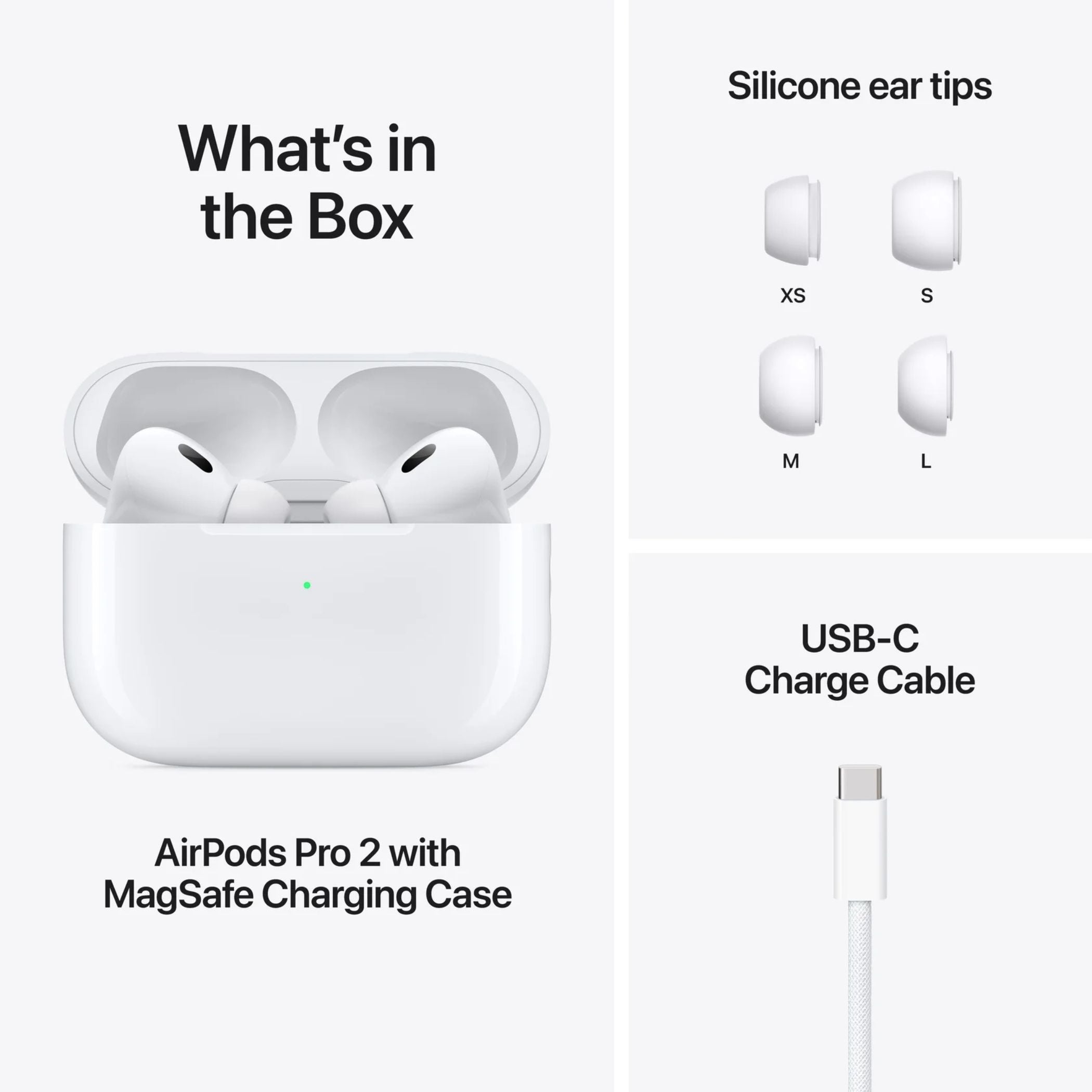 Apple AirPods Pro 2 Wireless Earbuds, Bluetooth Headphones, Active Noise Cancellation, Hearing Aid Feature, Transparency, Personalized Spatial Audio, High-Fidelity Sound, H2 Chip, USB-C Charging - White