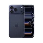 Blue smartphone showing back and front views on a white background