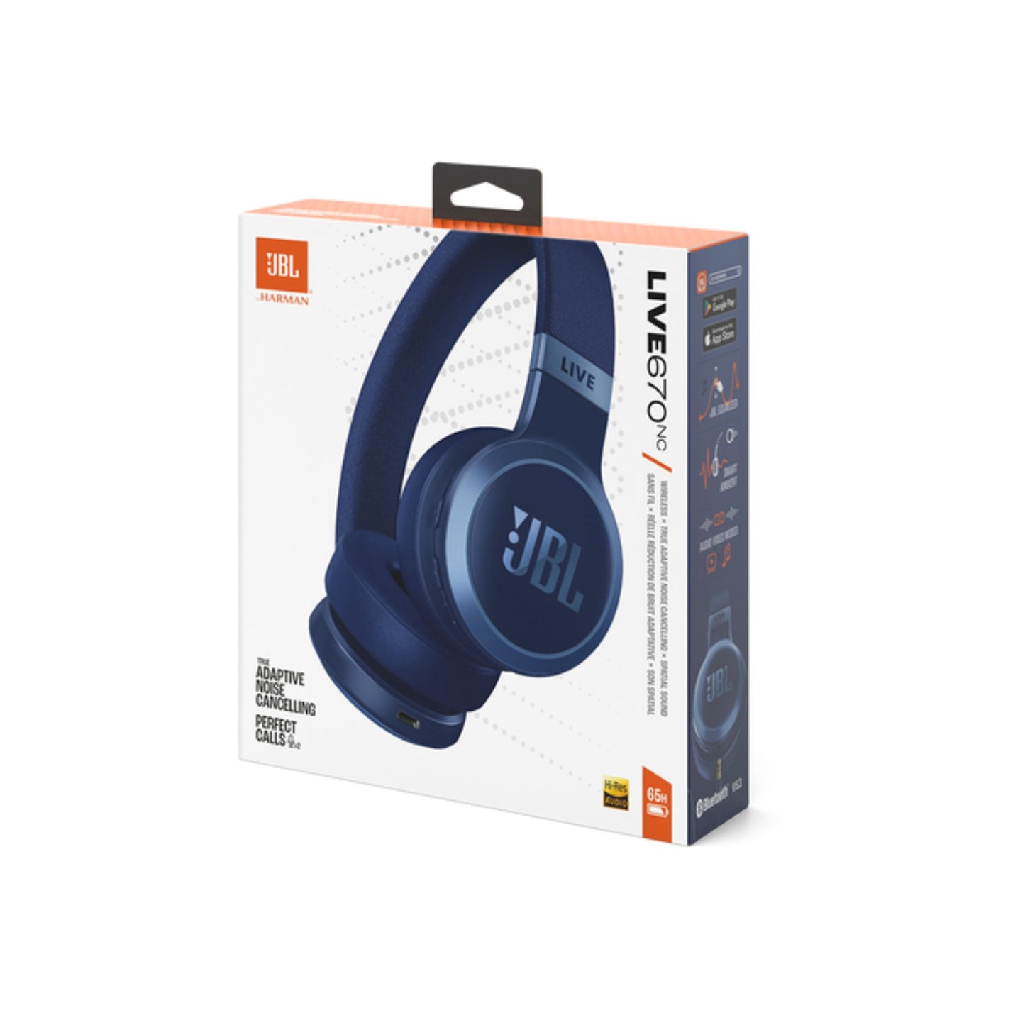 JBL LIVE 670NC Wireless On-Ear Headphones with True Adaptive Noise Cancelling Wireless Over-Ear Headphones, Pure Bass Sound, Smart Ambient, Bluetooth 5.3, Le Audio, VoiceAware, 64H Battery_ Blue