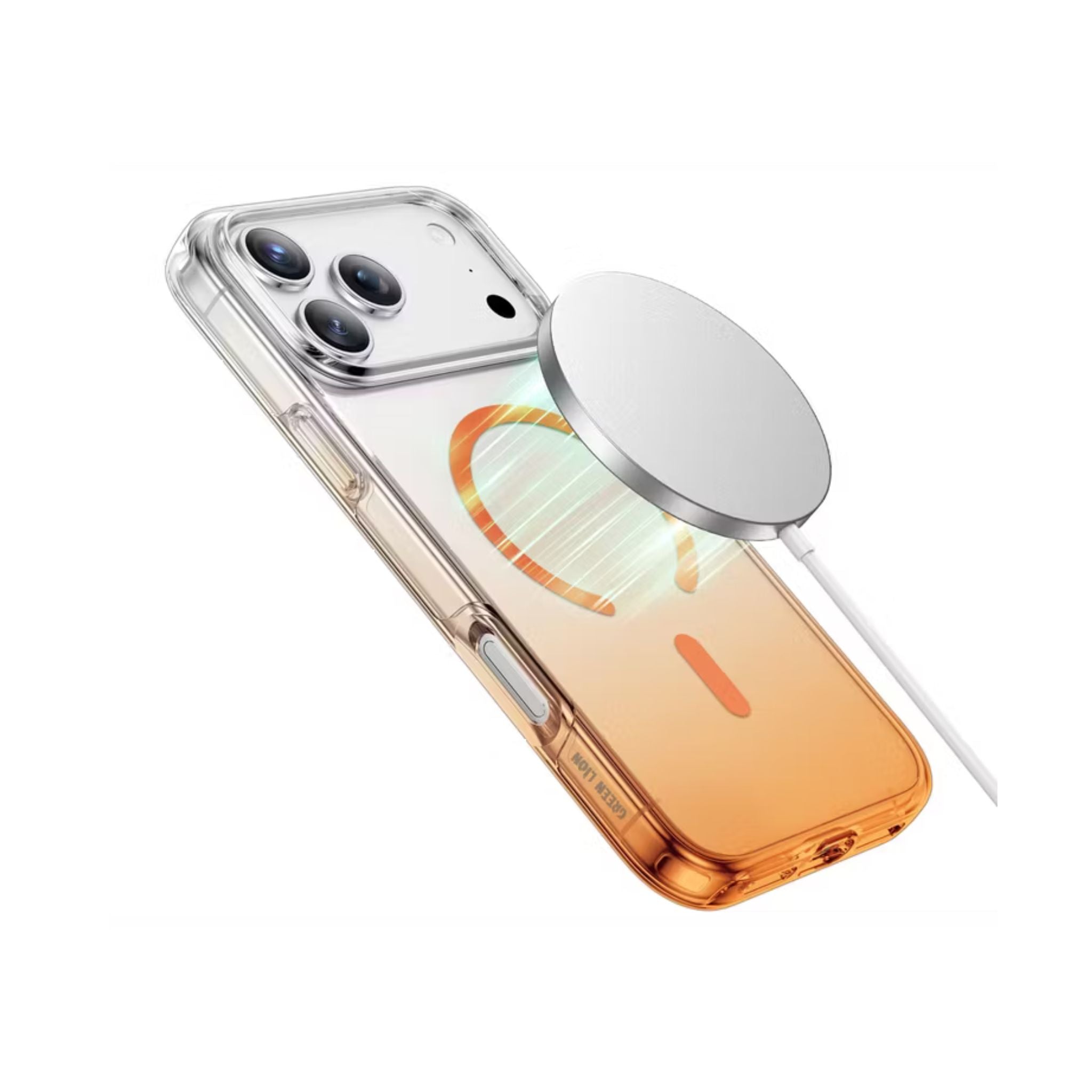 Green Lion Gradient Magsafe Case for iPhone 17 Pro Max, Powerful Magnetic Lock, Antioxidant Layer, Scratch Resistant, Anti-Yellowing, Drop Protection, Air Cushion, Non-Slip Grip - Orange Titanium