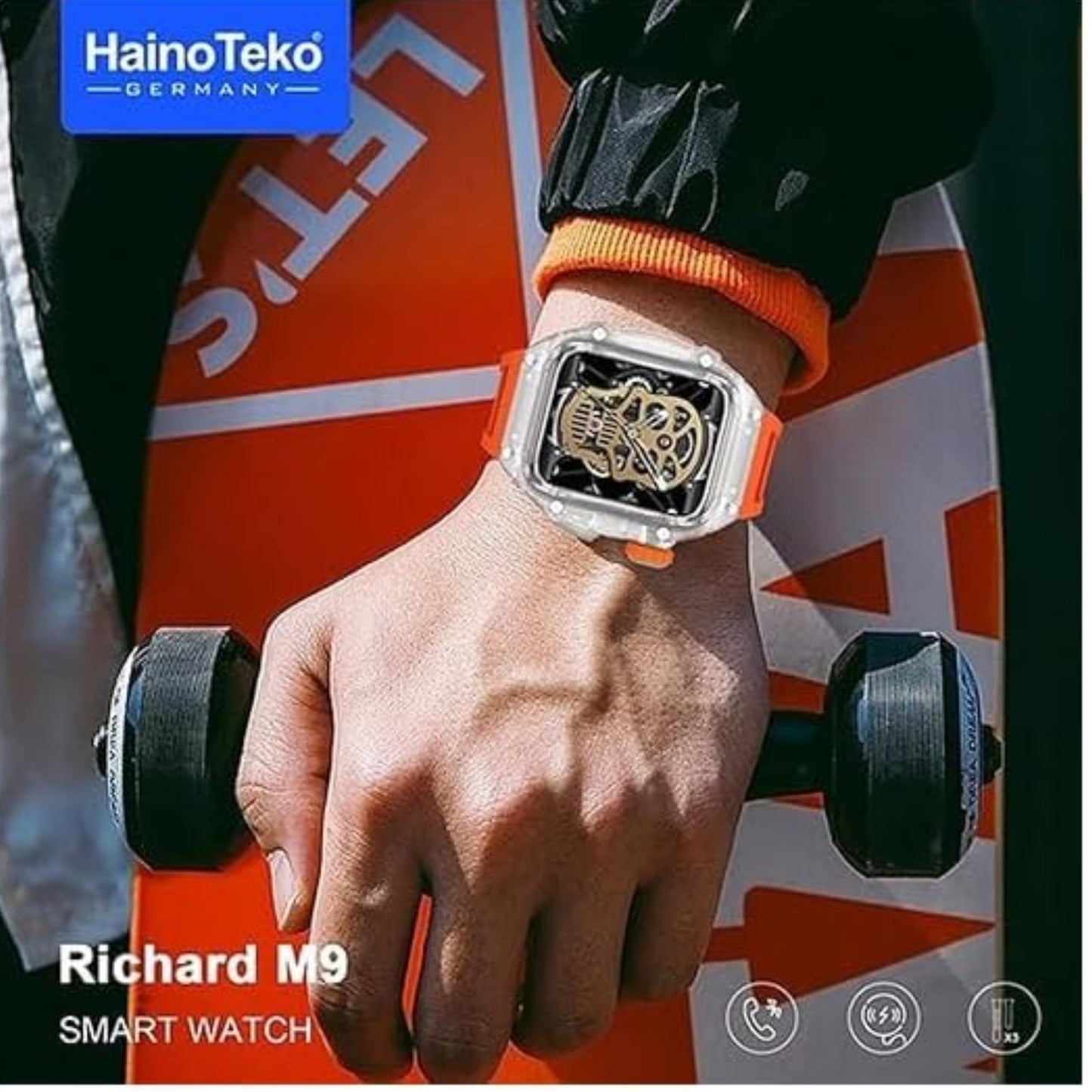 Haino Teko Germany Richard M9 Smart Watch With 3 Pair Straps and 1 Protection case For Men