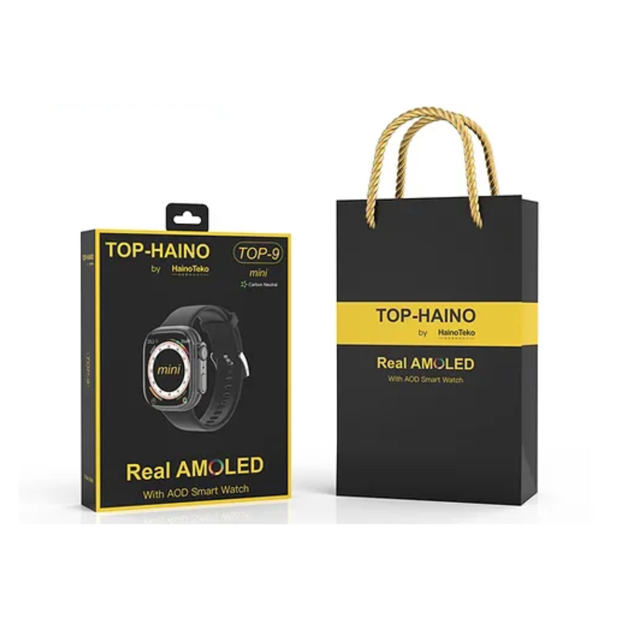 Haino Teko Germany Top 9 MINI_Real AMOLED with Always on Display Smart Watch with 3 Straps-Black