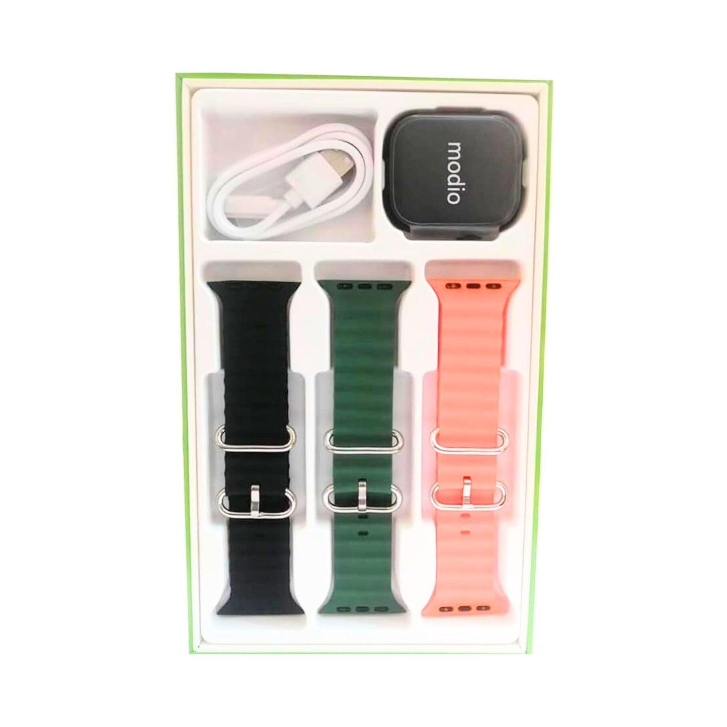 Modio 4G Ultra Max_Space Aluminium Case Smartwatch with 3 Pairs Strap_Black