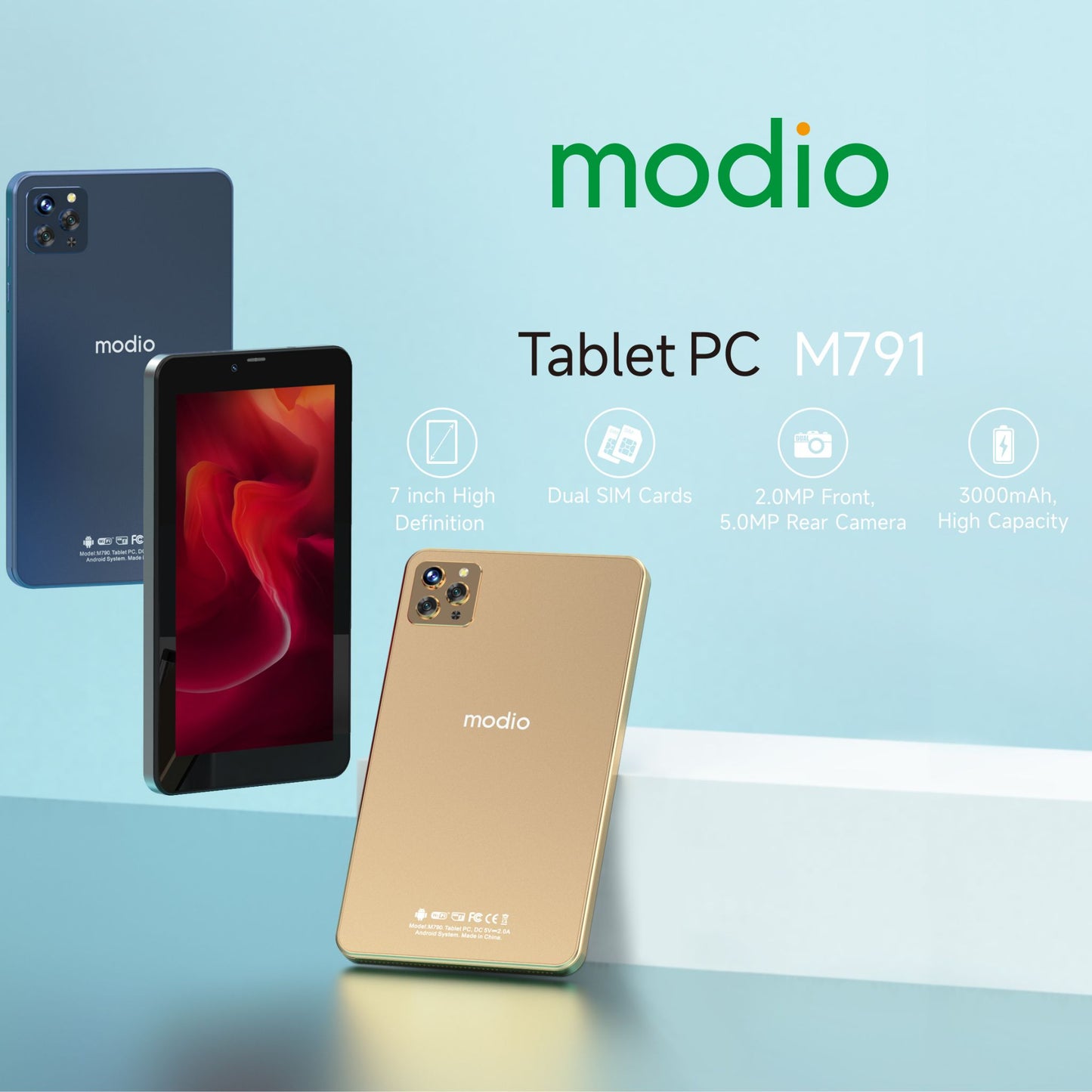 Modio M791 (4GB RAM +128GB)  7" 5G Tablet PC_Blue