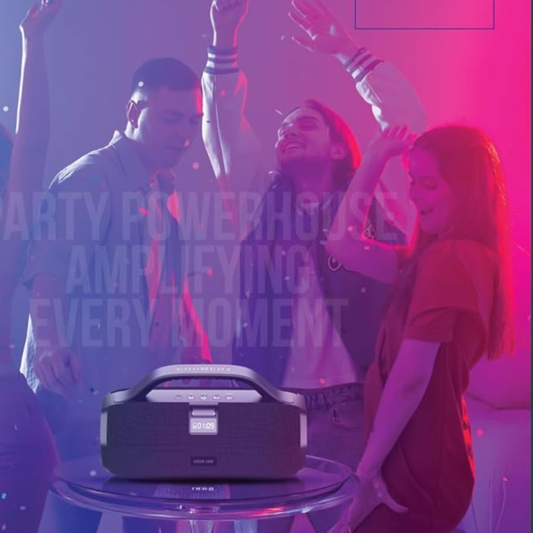 Green Lion BoomBeats Wireless Speaker with Digital Display & RGB Light, Up to 7 Hours Play Time, High Power Loud Speaker, 6000mAh Battery Capacity, Radio, Supports Dual Machine TWS - Black