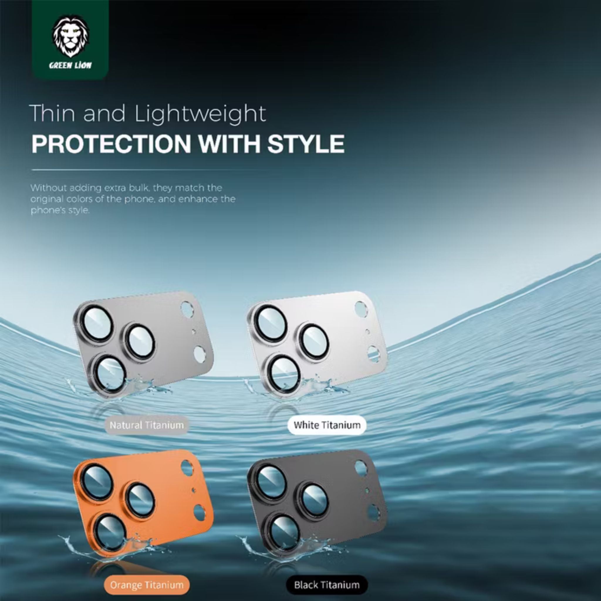 Green Lion Camera Lens Pro for iPhone 17 Pro, HD Clarity, Anti-Scratch, Anti-Fingerprint, Nano Absorption, Aluminum Lenses, Innovative Design, Easy Installation - Orange Titanium