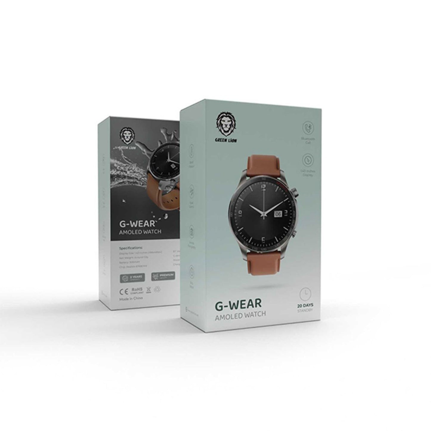 Green Lion G-Wear Amoled Watch-Silver/Brown