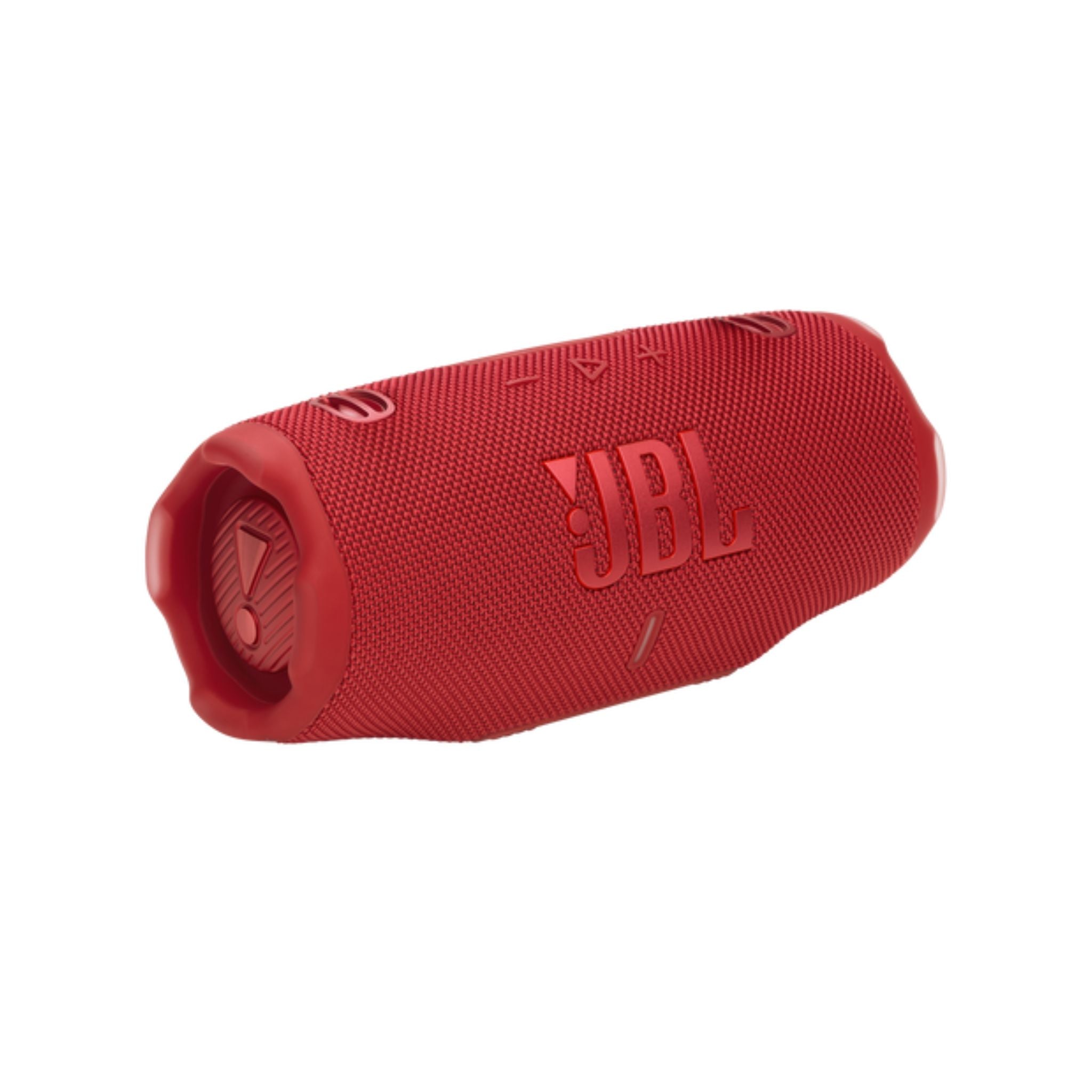 Red JBL speaker on a white background