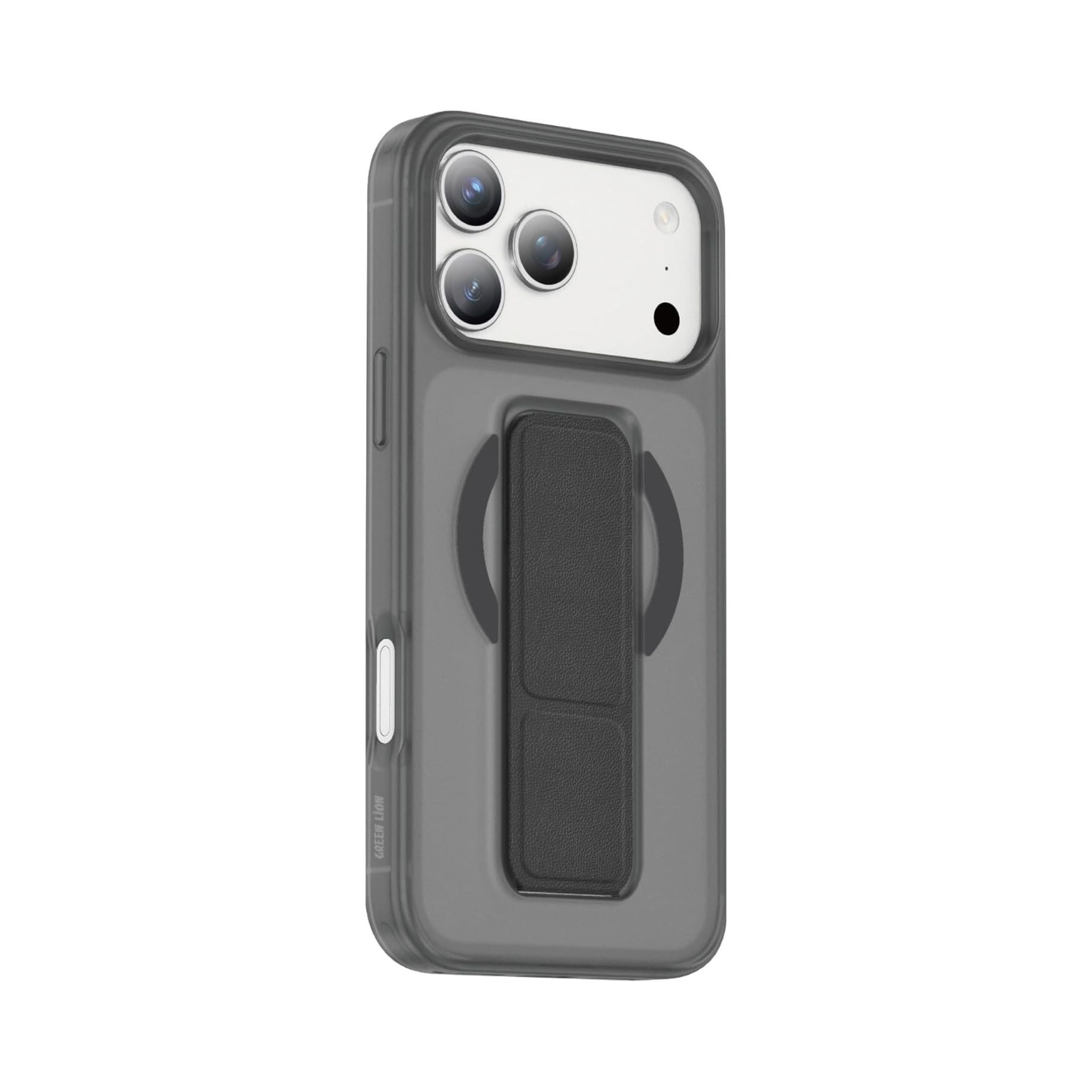 Green Lion Grip 360° MagSafe Case for iPhone 17 Pro, Up to 3500gs Force Impact Resistance, Foldable Stand, Strong Magnets, Drop Protection, Anti-Scratch, Leather Grip Strap, Camera Protection, Horizontal & Vertical Features - Black Titanium