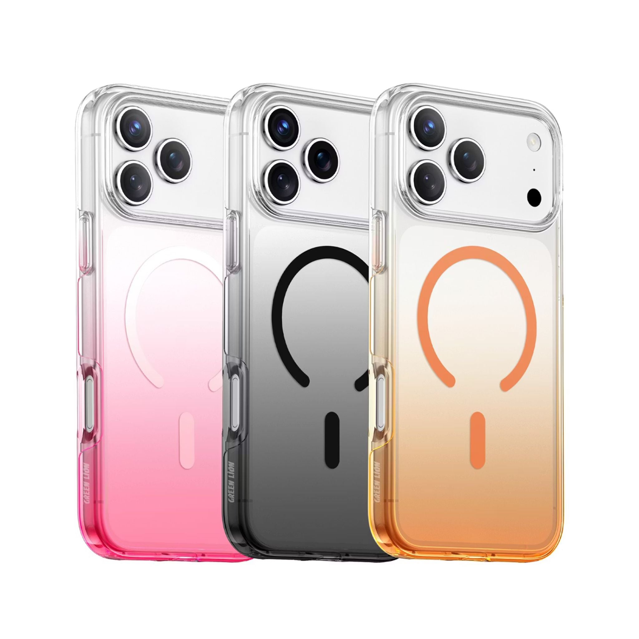 Green Lion Gradient Magsafe Case for iPhone 17 Pro Max, Powerful Magnetic Lock, Antioxidant Layer, Scratch Resistant, Anti-Yellowing, Drop Protection, Air Cushion, Non-Slip Grip - Pink