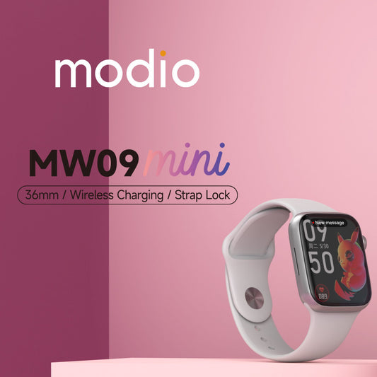 Modio MW09 Mini 36MM/Wireless charging/Strap lock with Space Aluminium Case_Silver