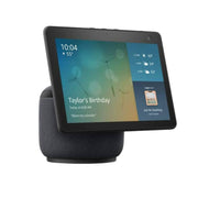 Smart display device on a stand with a white background