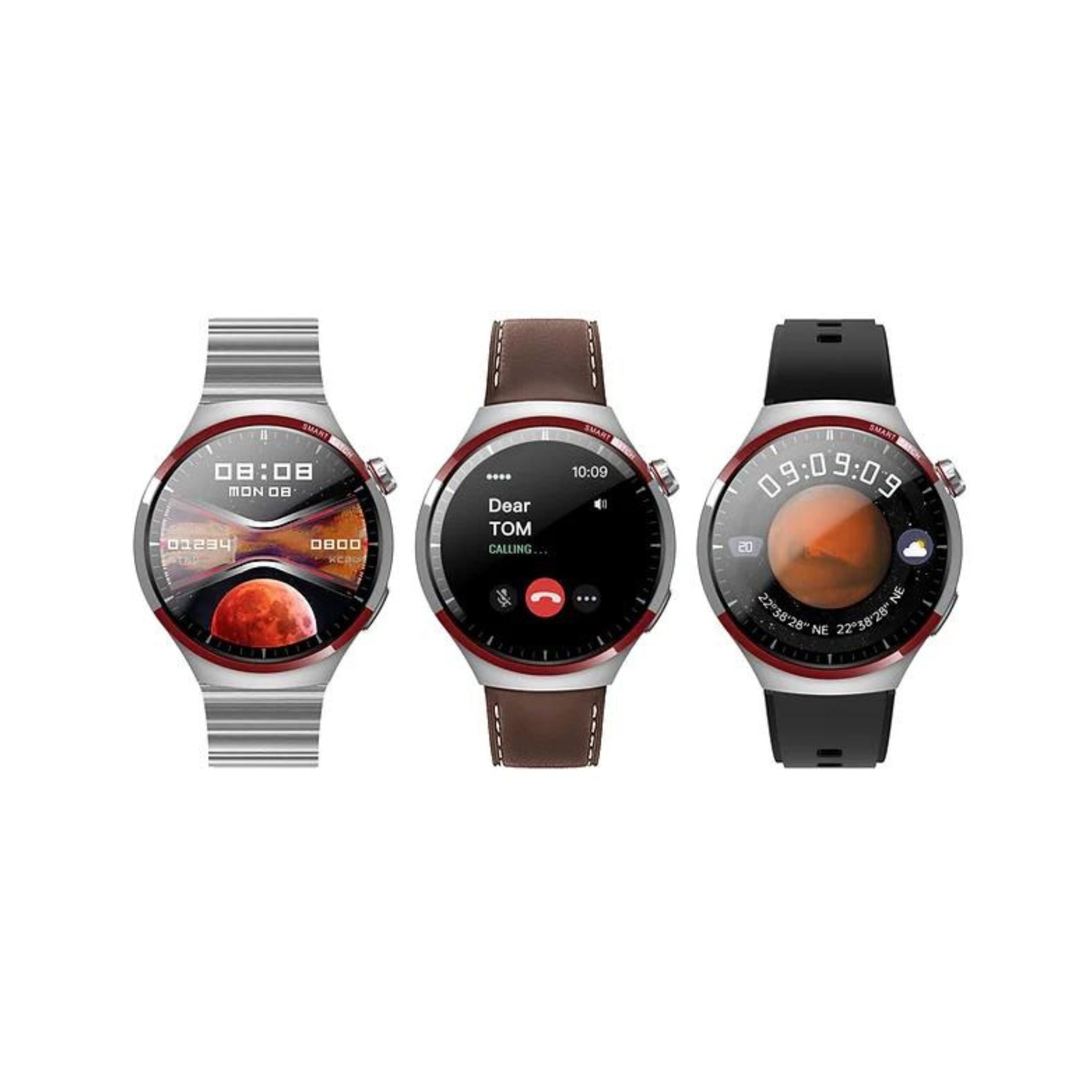 Haino teko RW-32 Pro (Watch 4 Pro Space X) CURVED Glass Smartwatches with 3 pair straps-Silver