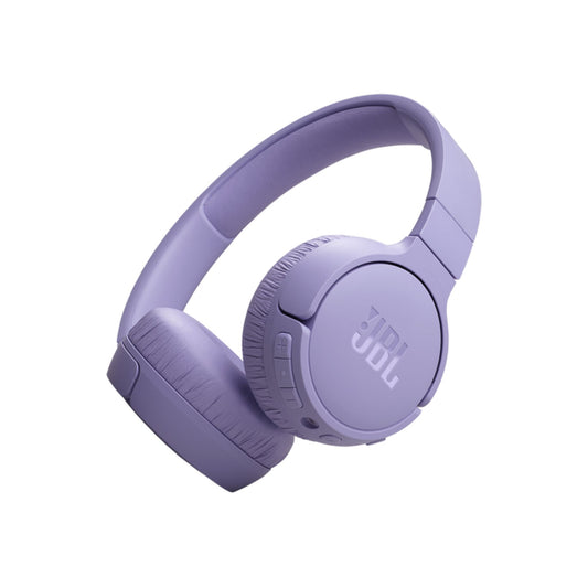 JBL T670 Over-Ear Noise Cancelling Bluetooth Stereo Wireless Headphone, Up to 70Hours Battery Life, Multi-Point Connection, Flat-fold design, Detachable Cable, Audio cable, Speed charge - Purple