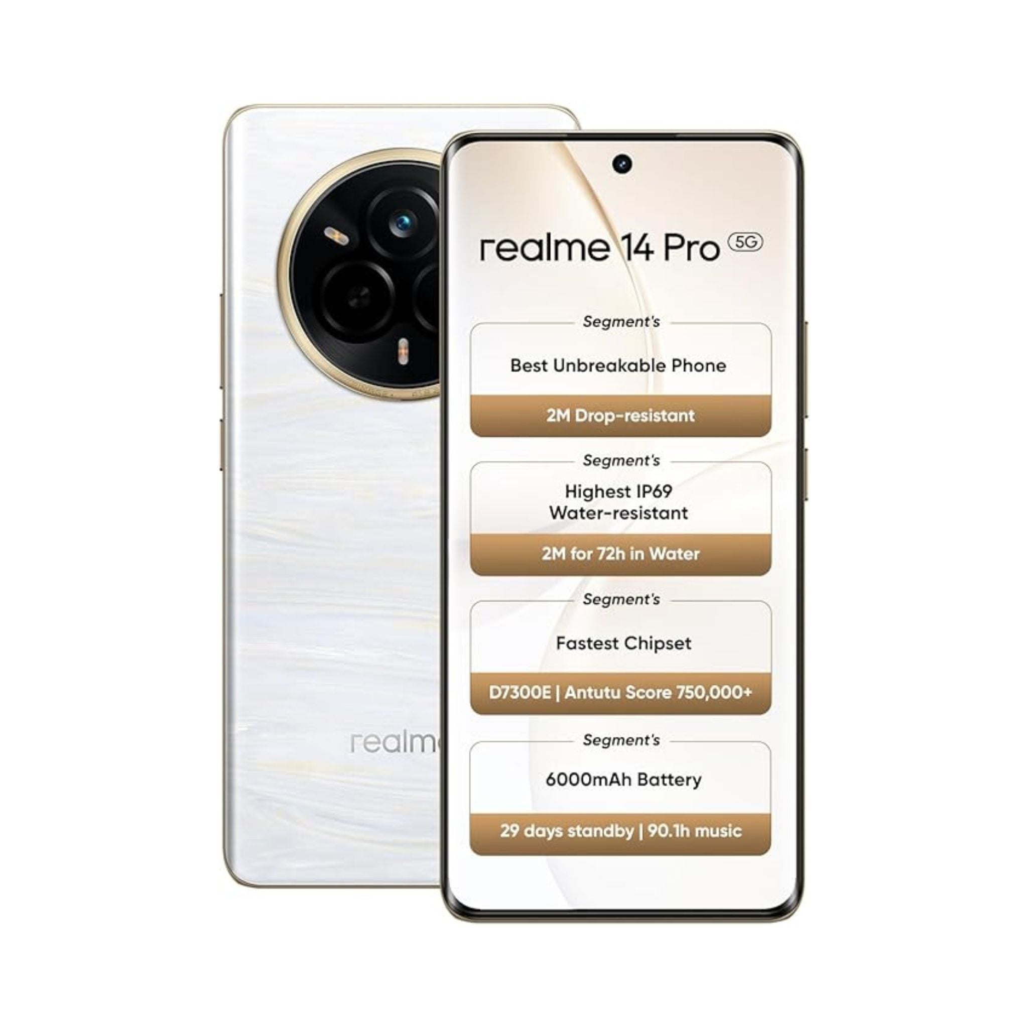 Realme 14 Pro AI Dual SIM Pearl White 12GB RAM 512GB 5G - Middle East Version