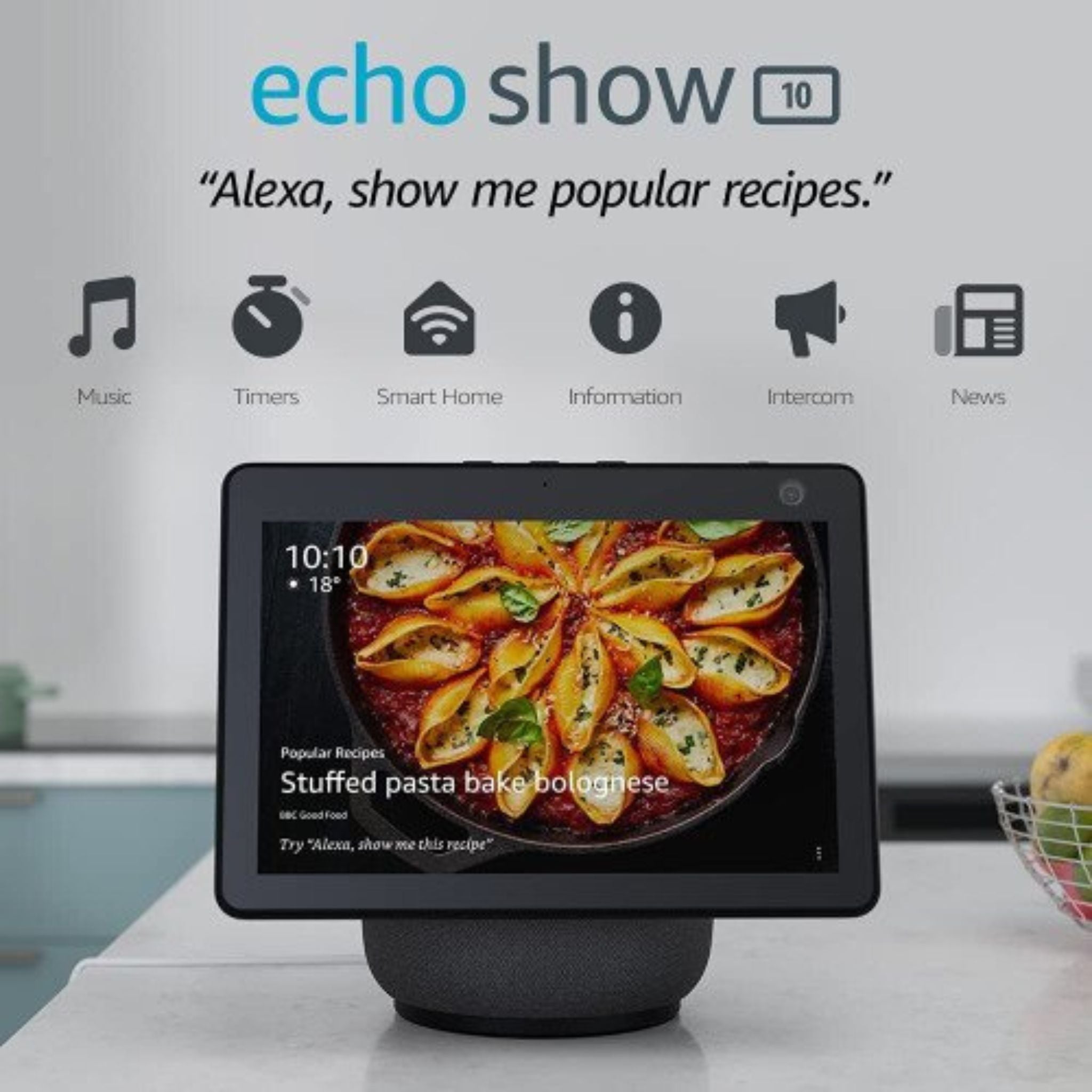 Amazon Echo Show 10 (3rd Gen) HD Smart Display with Motion and Alexa - Charcoal