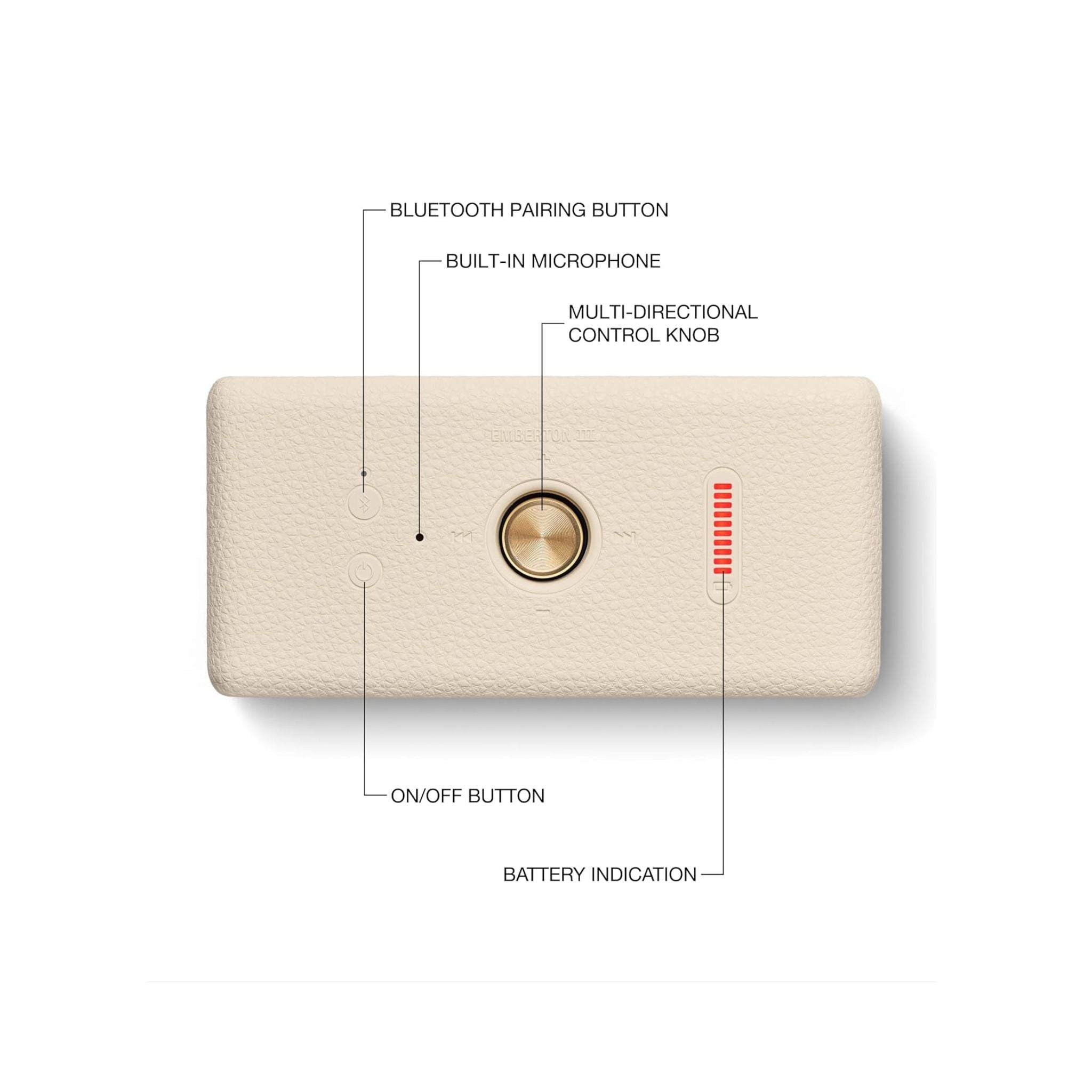 Marshall Emberton III Portable Bluetooth Speaker - Water Resistant Wireless Speaker Portable Speaker with 32+ Hours of Playtime - Cream