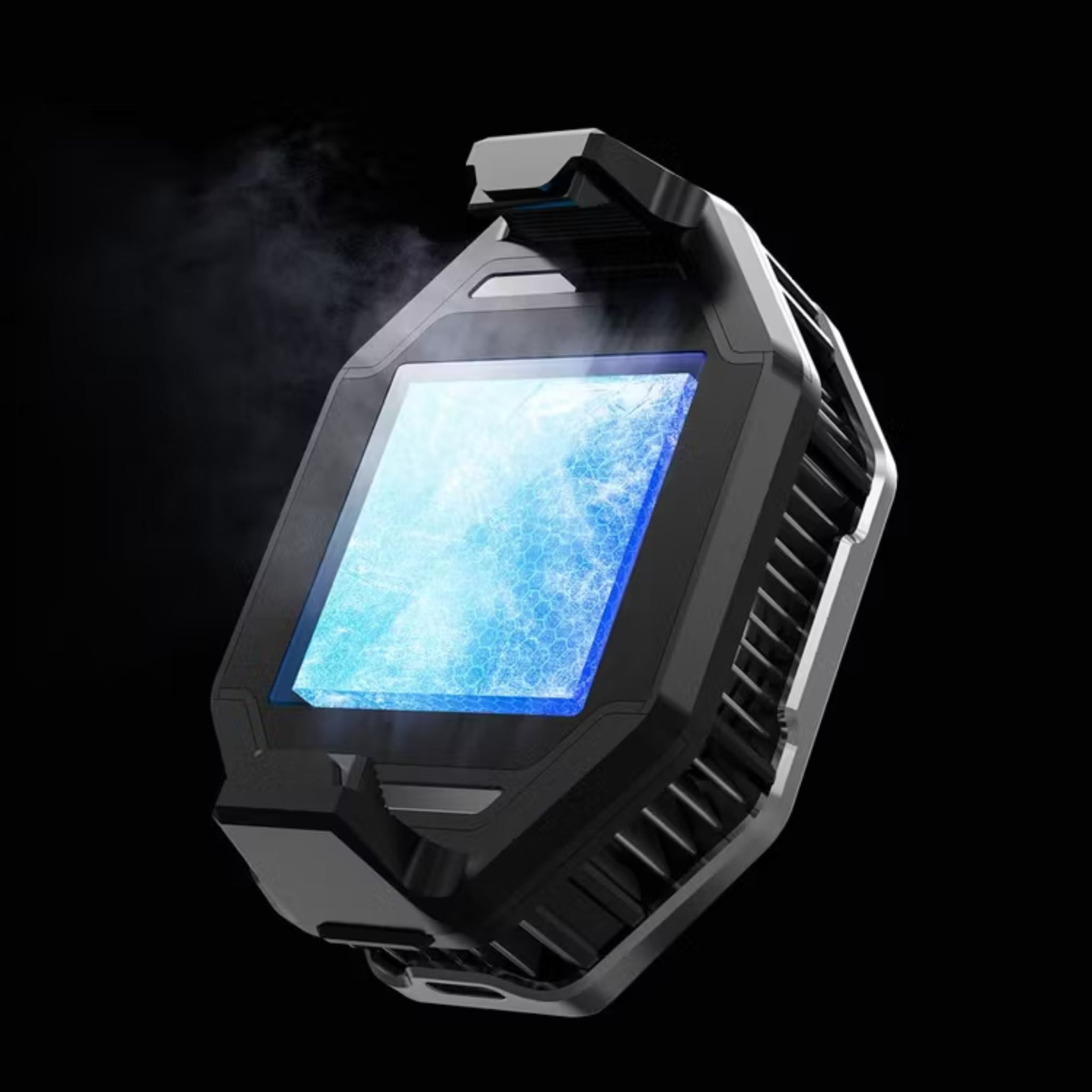 Porodo Gaming LED Display Phone Cooler with High Speed Fan, Spring Clip Mount Method & 18W Cooling Power, Clip-On Design - Gray