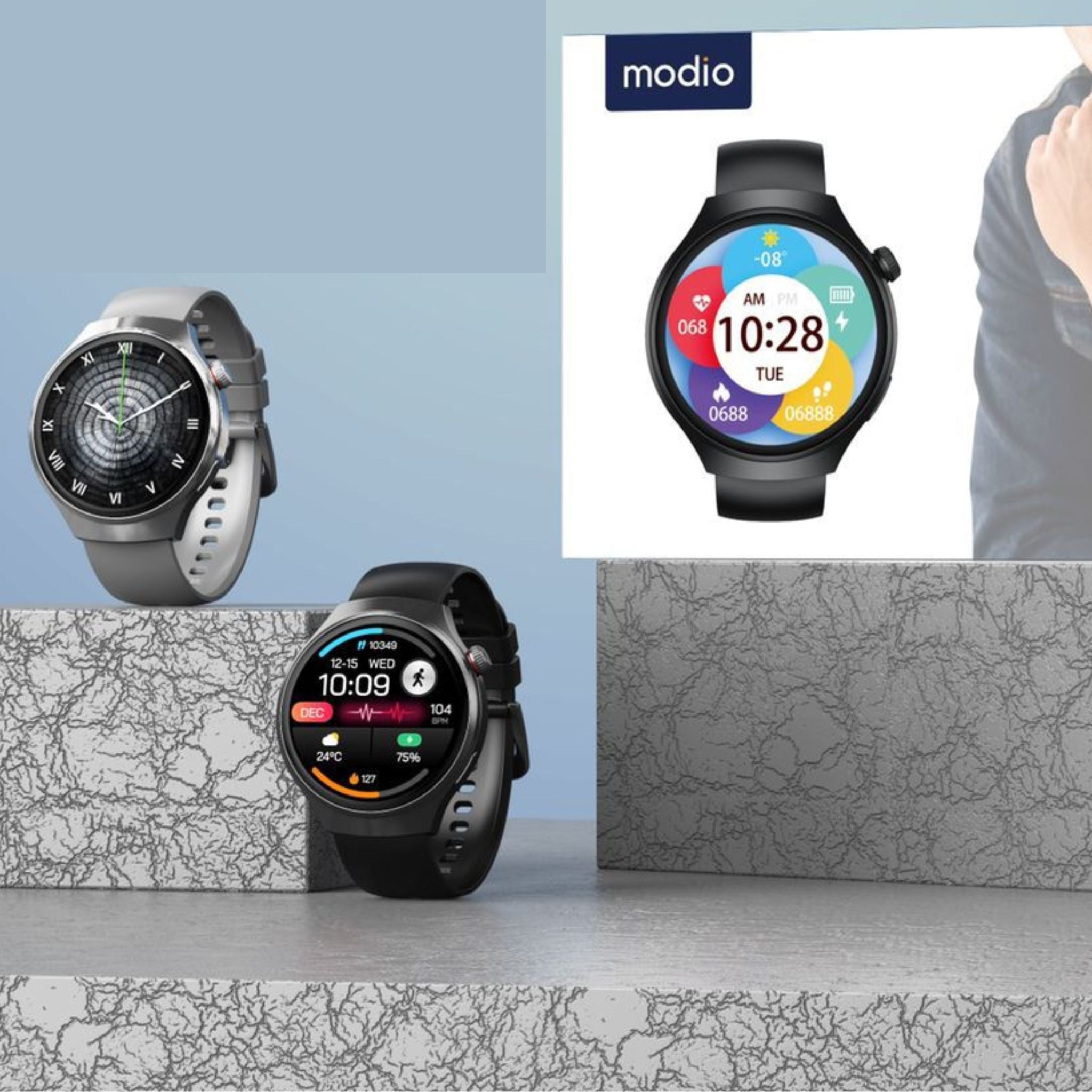 Modio MR-60 3 Paiirs Strap with Wireless Charging_Silver