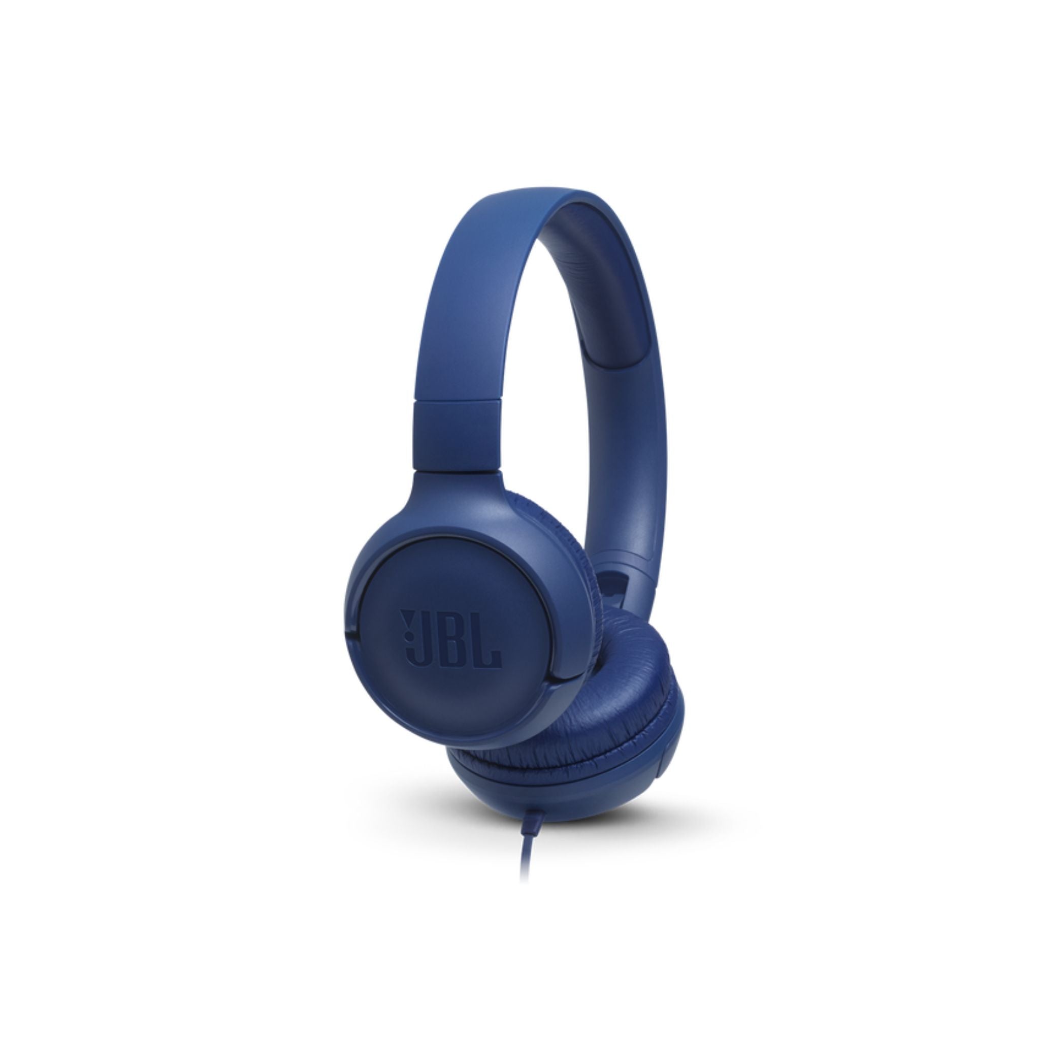 JBL Tune 500 Wired On-Ear Headphones, Pure Bass Sound, 1-Button Remote/Mic, Lightweight, Foldable Design, Tangle-Free Flat Cable, Voice Assistant - Blue