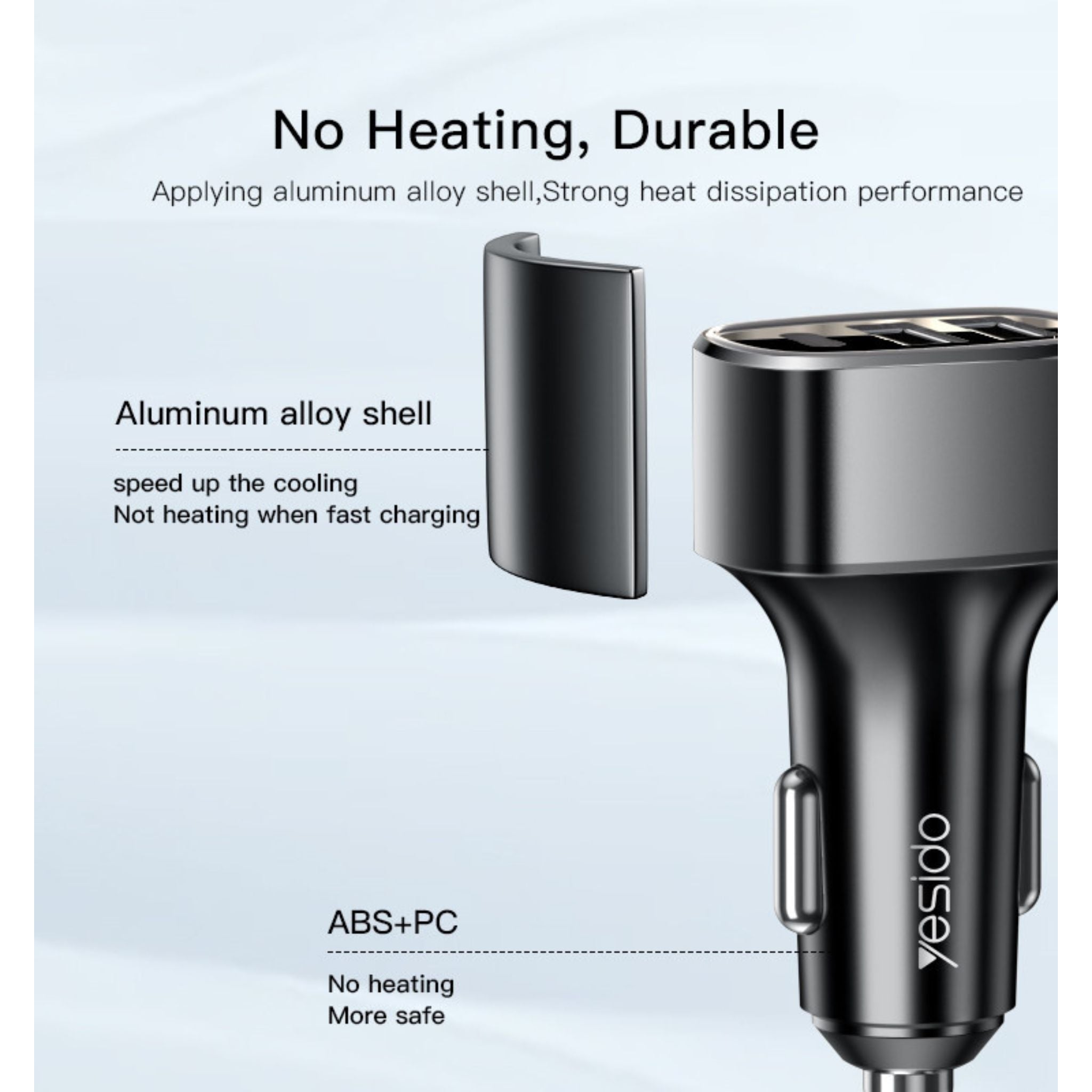 Yesido Y47 3 Ports USB And Type-C PD 25W Total 49W Multifunction Car Charger