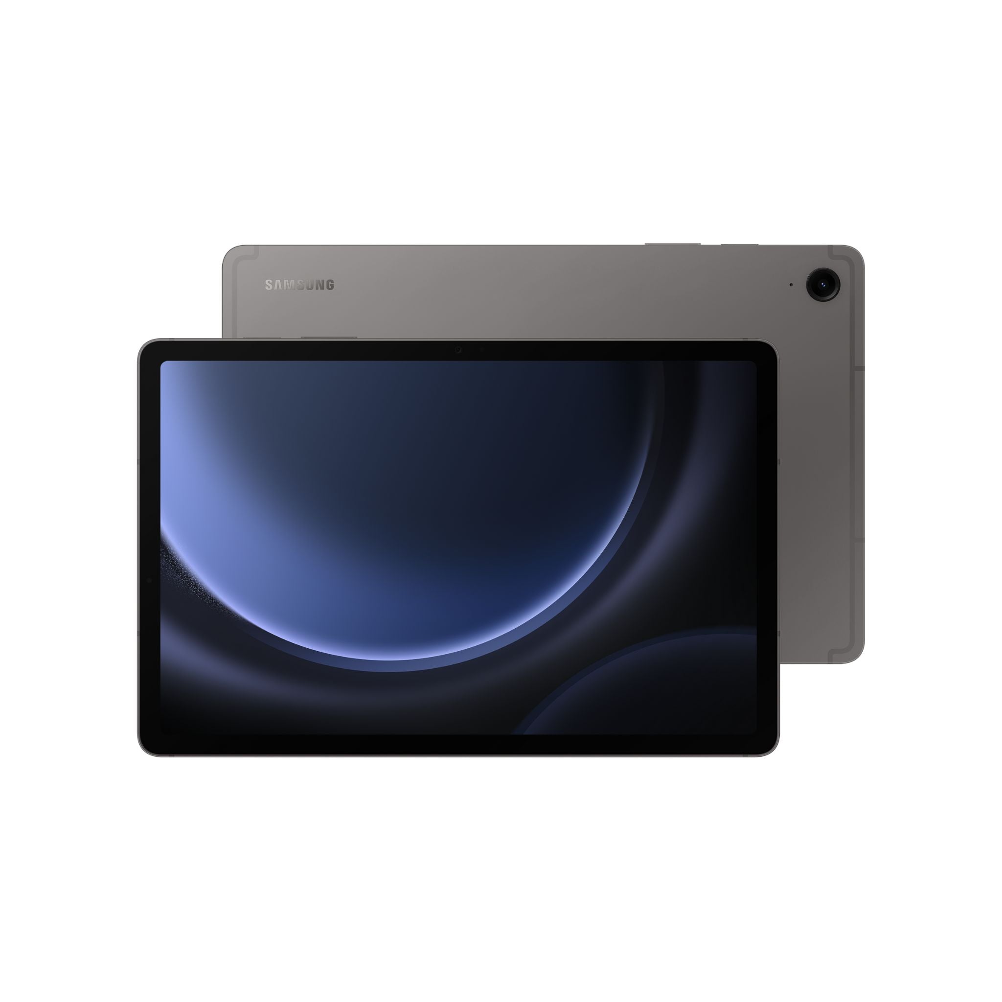 Samsung tablet with dark blue screen on a white background
