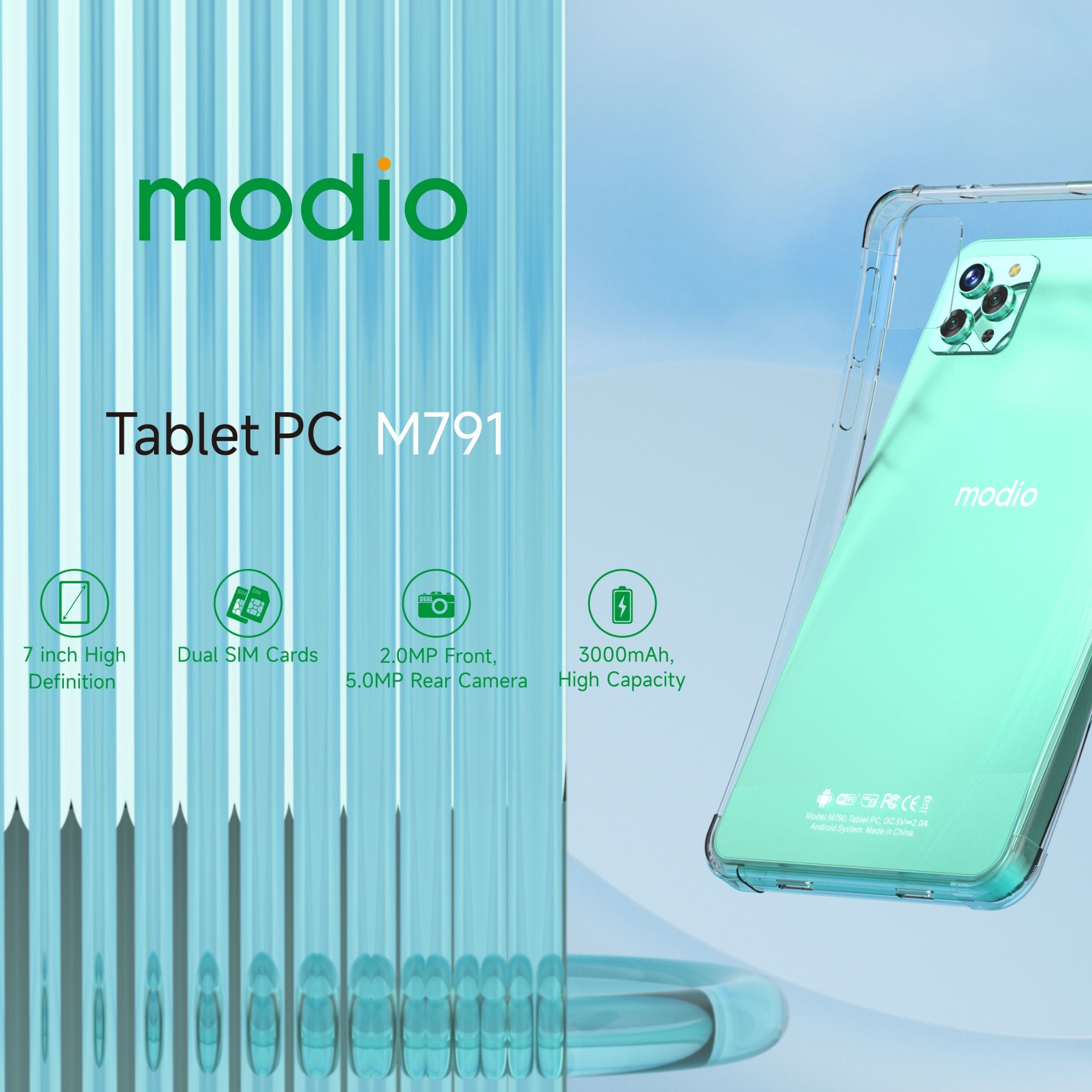 Modio M791 (4GB RAM +128GB)  7" 5G Tablet PC-Blue