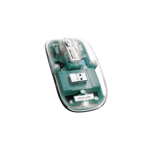 Green Lion Transparent Mouse Lite with 300mAh0+ABS Plastic+Type C charging_Green