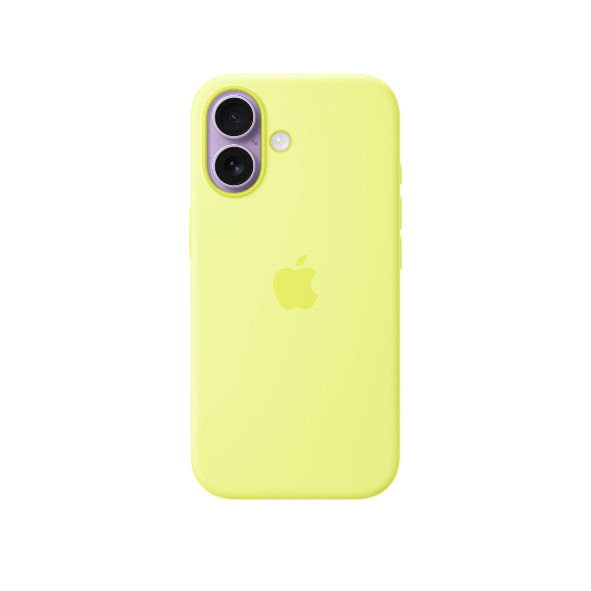 Yellow phone case with Apple logo on a white background