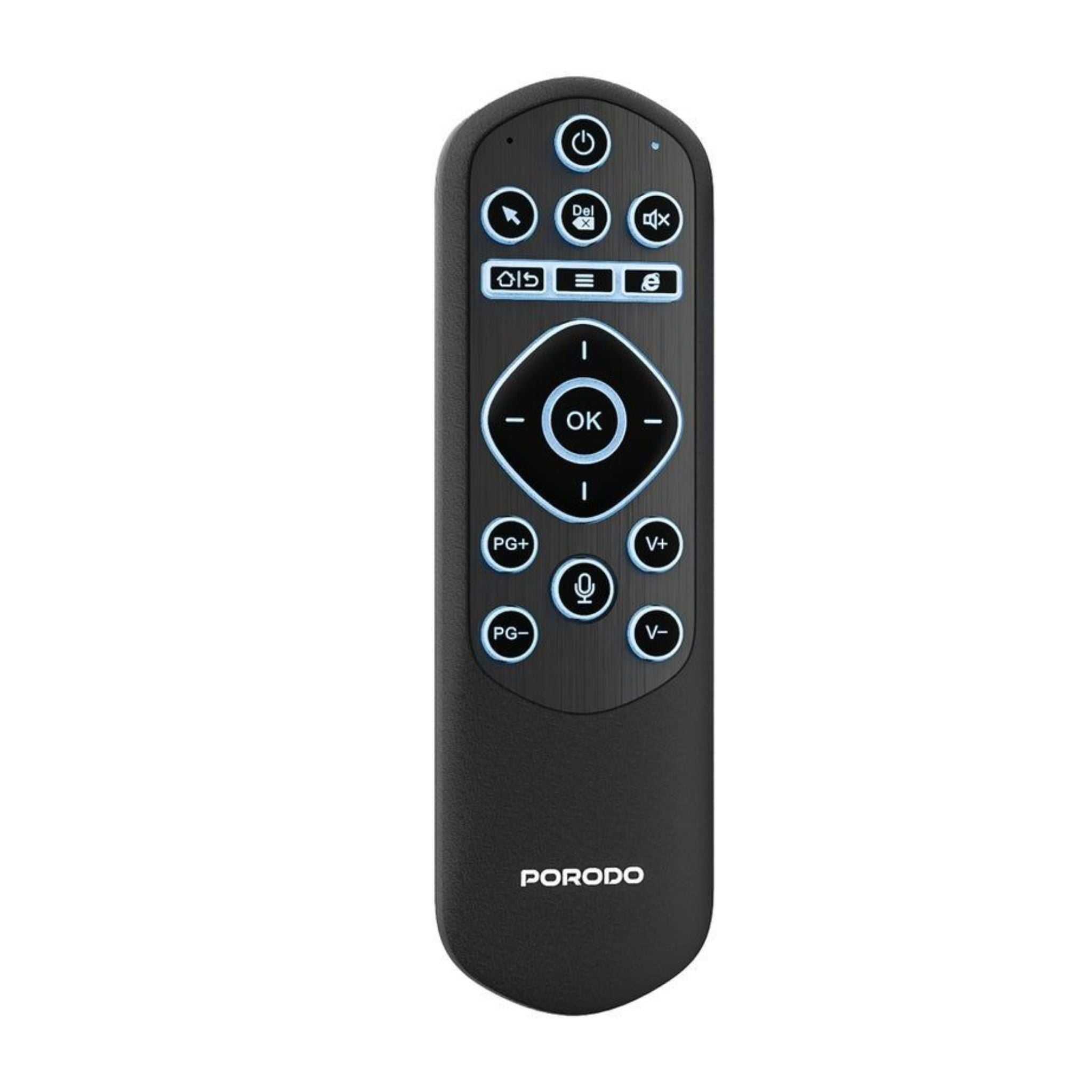 Porodo Miko Mini Keyboard Air Mouse Remote, Remote Control with Bluetooth 5.2 & 2.4GHz Wireless, RGB Backlight & 34 Hours Battery, Compatible with TV/Projector/iOS/Android/Windows, English & Arabic Layout