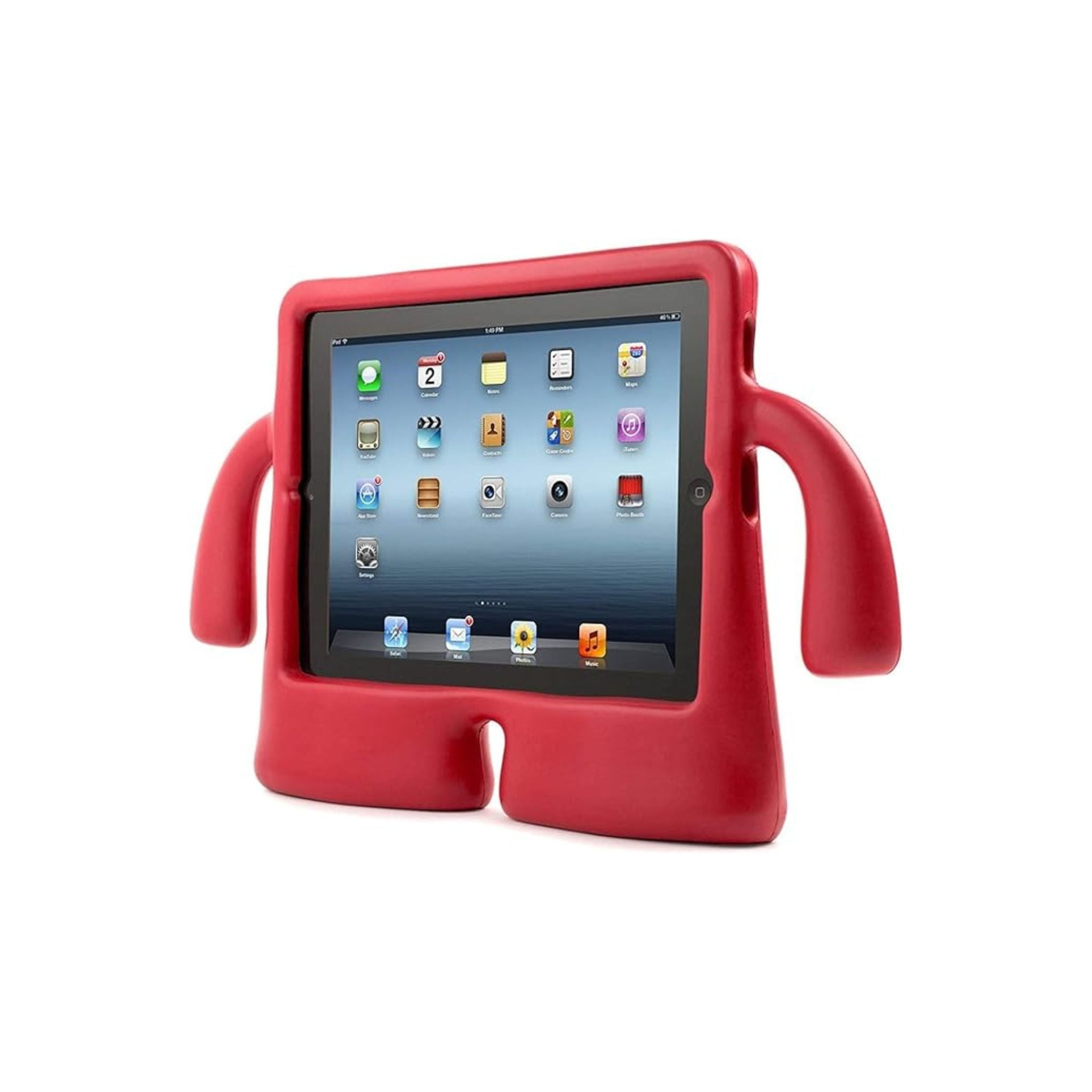 Red tablet case with handles on a white background