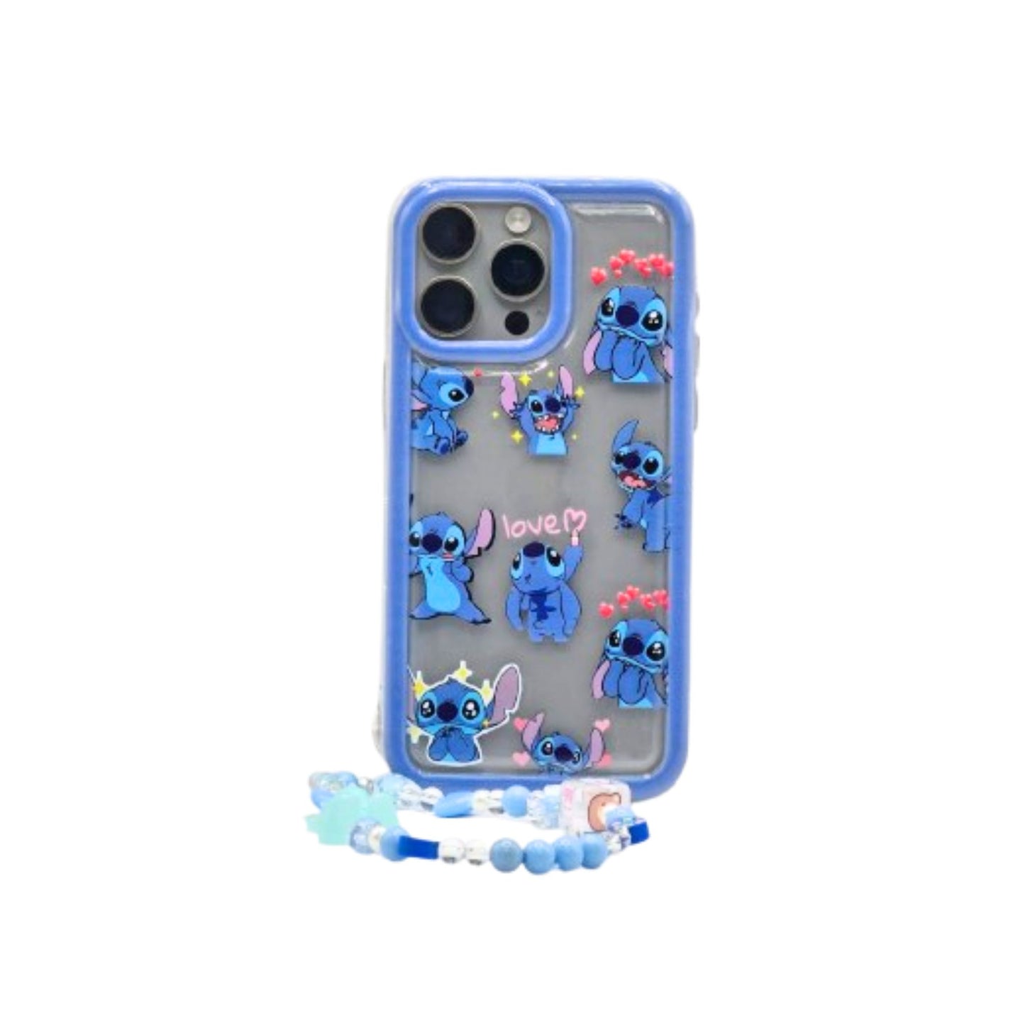 RMO Compatible with iPhone 12 PRO,15,15 PROMAX  Case Cute Stitch with Chain Design for Women Girls Slim Soft TPU Transparent Case for iPhone 12Pro,15,15 Promax-Stitch