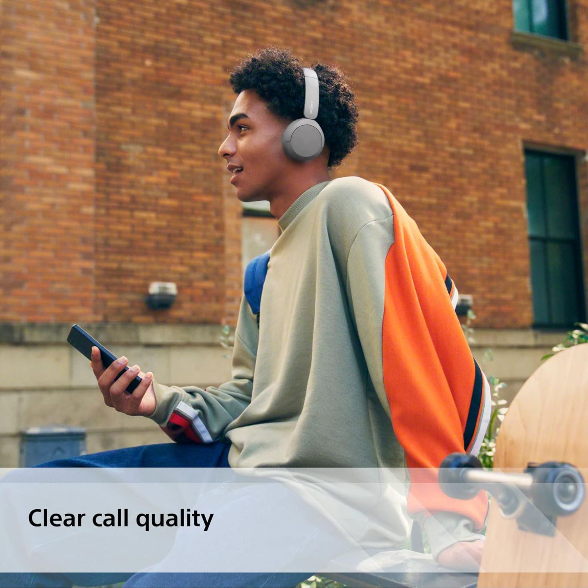 Sony WH-CH520 Wireless Headphones, 50 hours battery life, Clearer hands-free calling, Multipoint Connection, On-ear style- White