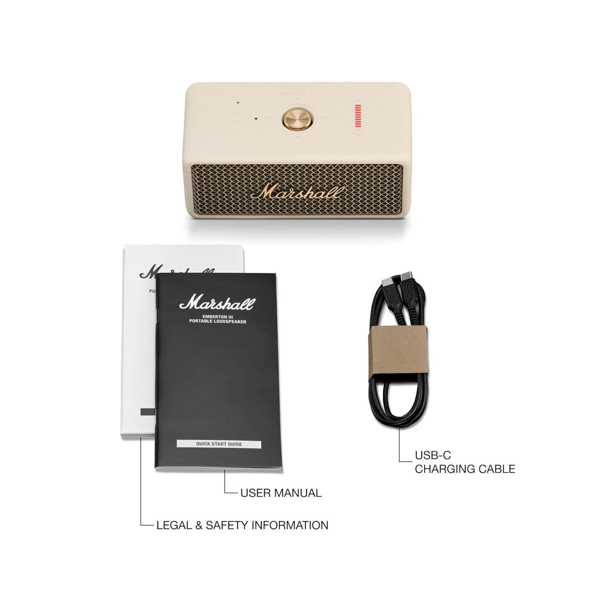 Marshall Emberton III Portable Bluetooth Speaker - Water Resistant Wireless Speaker Portable Speaker with 32+ Hours of Playtime - Cream