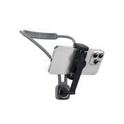 A black Porodo smartphone neck strap mount with a U-shaped design and a magnetic lock latch, displayed in a separated view from a smartphone.