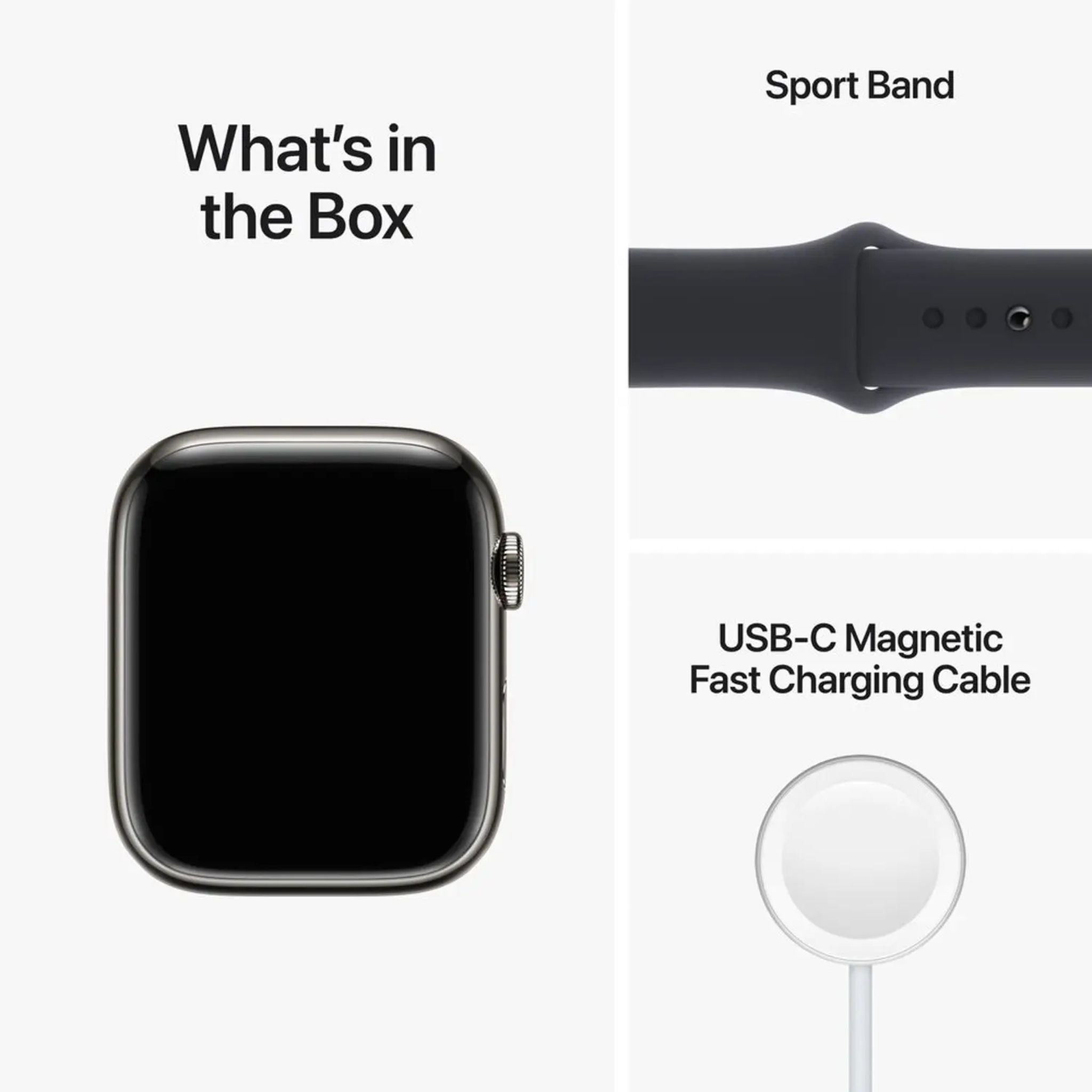 Apple Watch Series 8 GPS + Cellular 41mm Graphite Stainless Steel Case With Midnight Sport Band