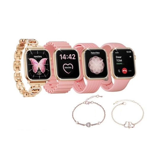 Haino Teko Germany G10 Mini HD IPS AMOLDED Display (4 Pairs Strap+ 2 Free Bracelets) _Pink