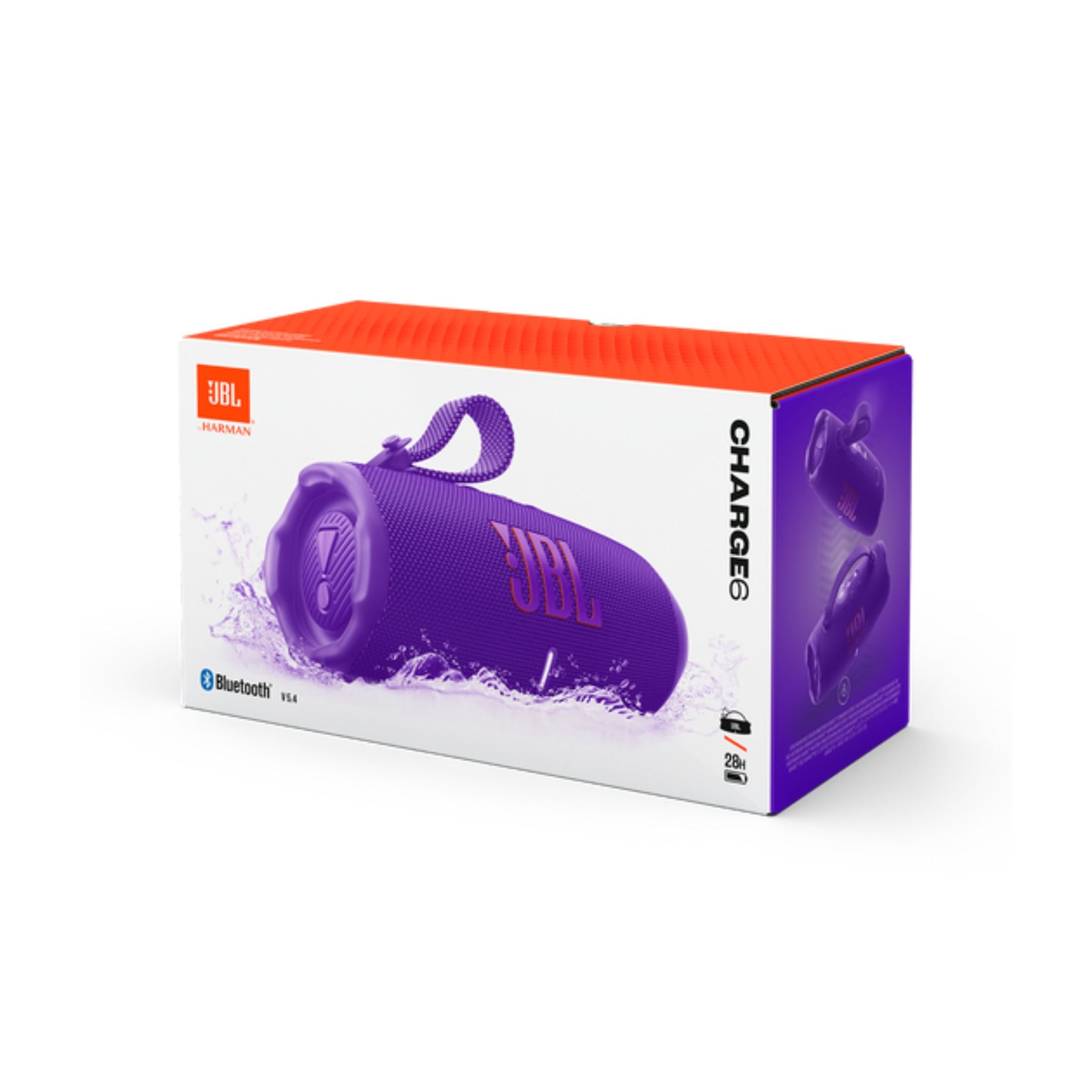 JBL Charge 6 - Portable Waterproof And Drop-Proof Bluetooth Speaker With Built-In Power Bank, Multi-Speaker Connection Via Auracast, Up To 28 Hours Playtime, Fast Charging, And Powerful Sound -Purple